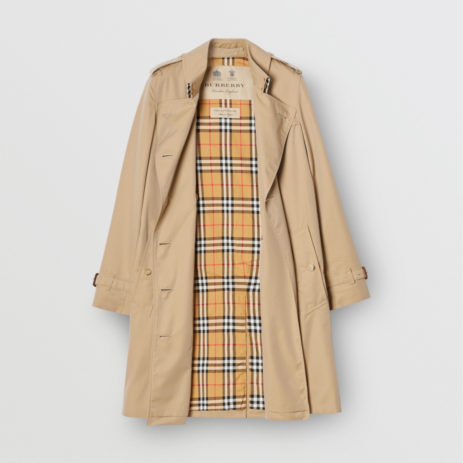 The Mid-length Kensington Heritage Trench Coat in Honey - Women, Cotton  Gabardine