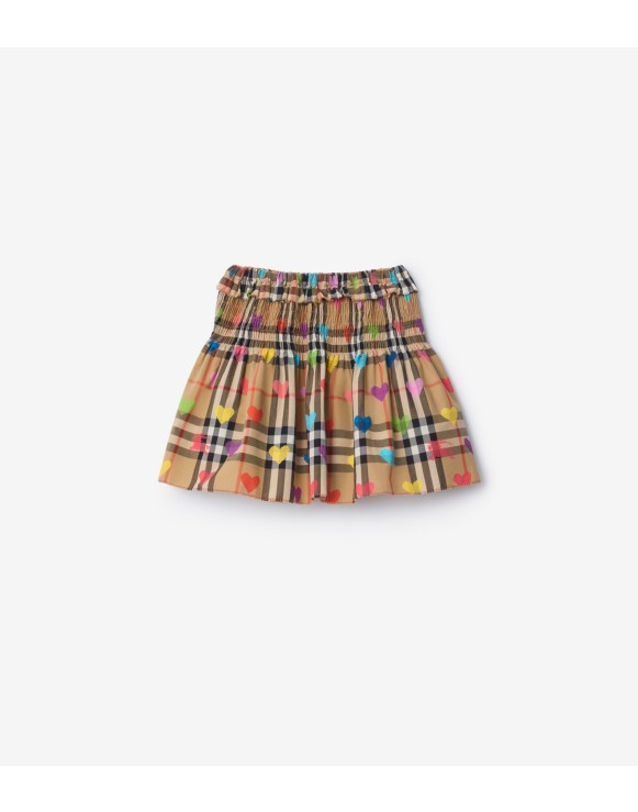 Heart Check Cotton Skirt