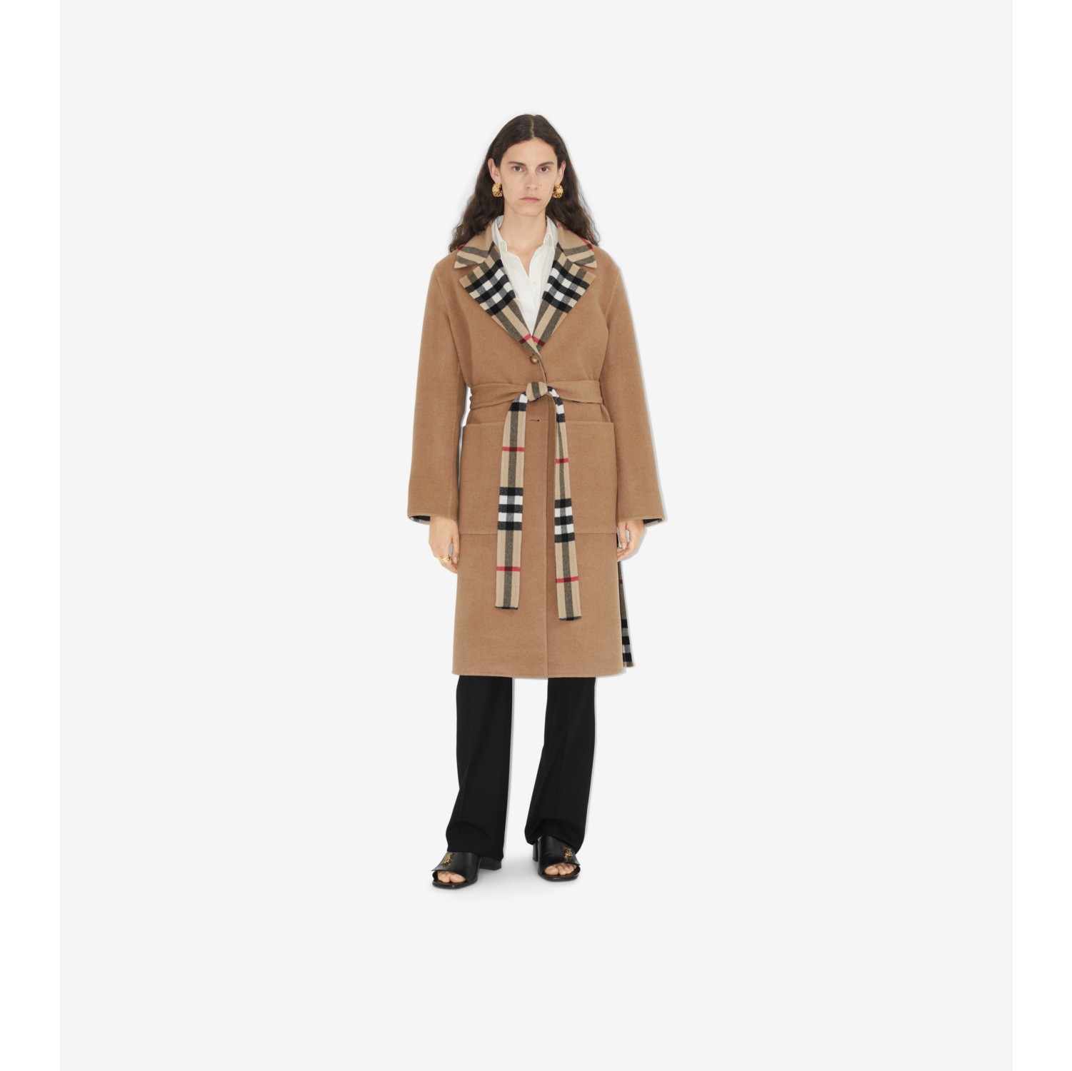 Burberry Reversible Check Double Face Wool Coat in Archive Beige CHK