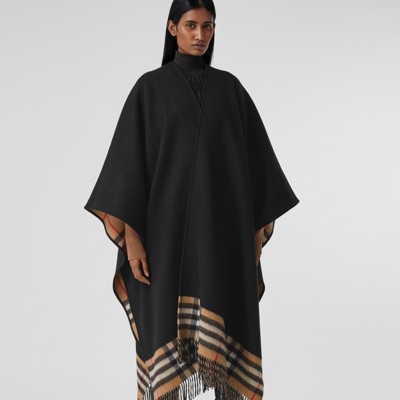 burberry check wool cashmere cape