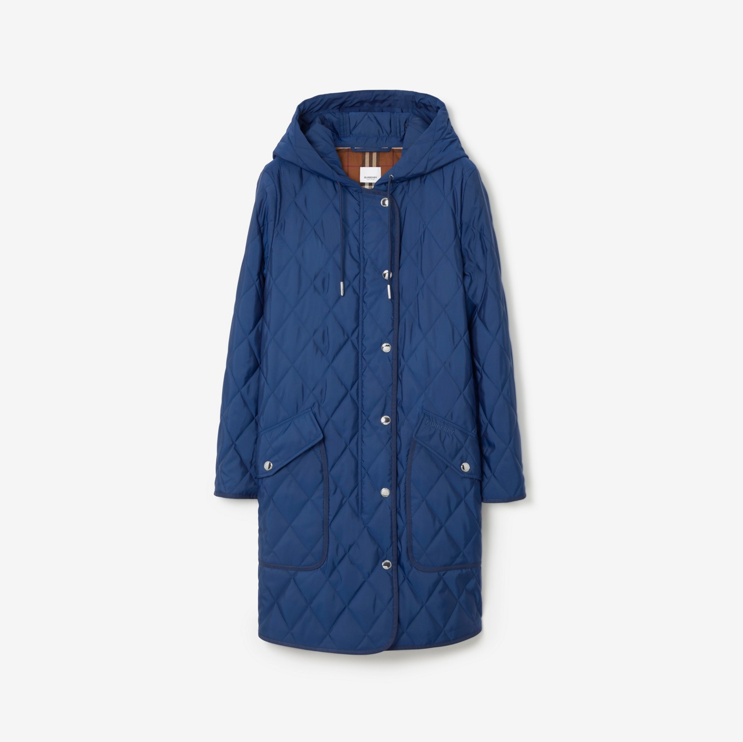 Diamond Quilted Nylon Hooded Coat in Rich Navy - Women | Burberry® Official