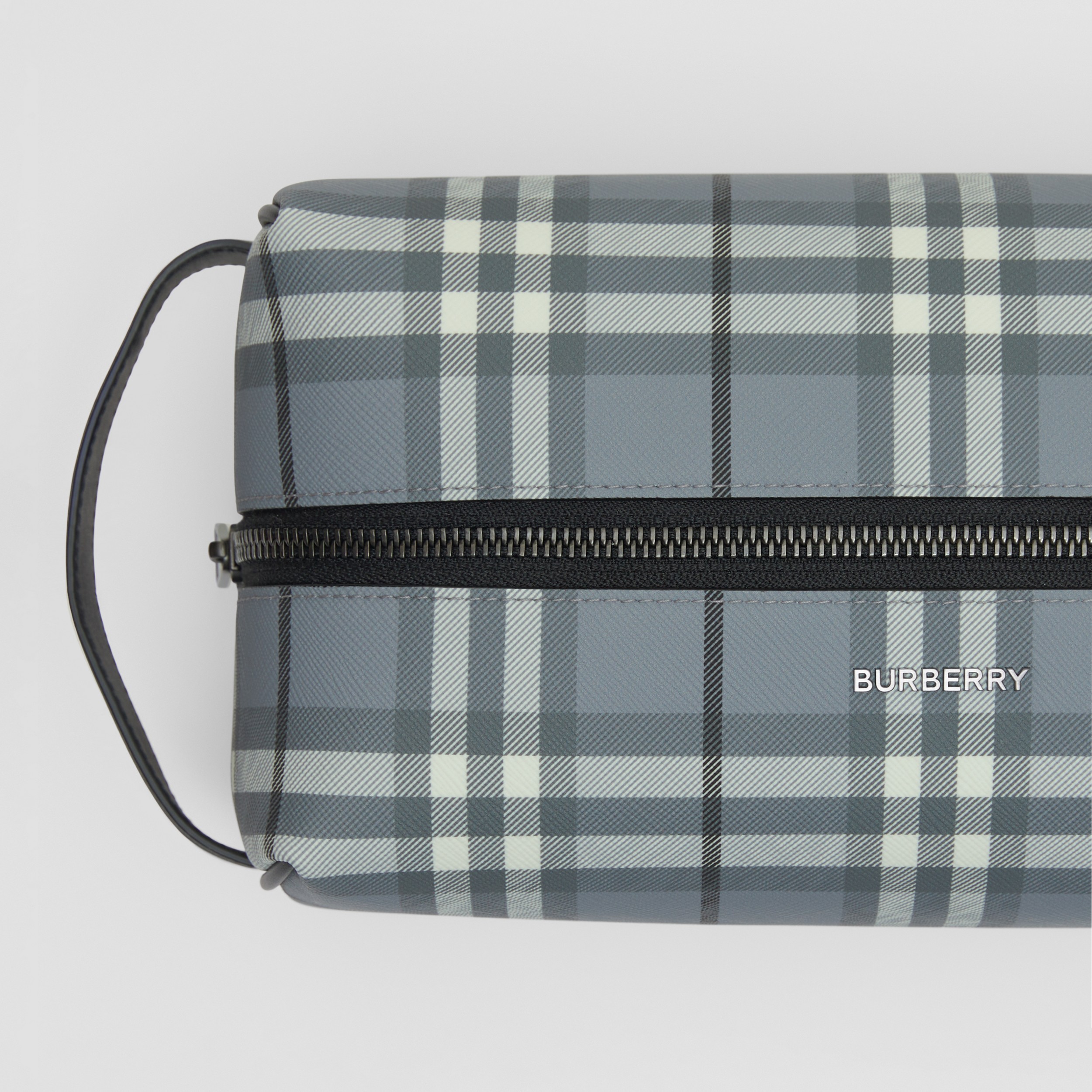 Vintage Check and Leather Travel Pouch in Storm Grey - Men | Burberry® Official - 2