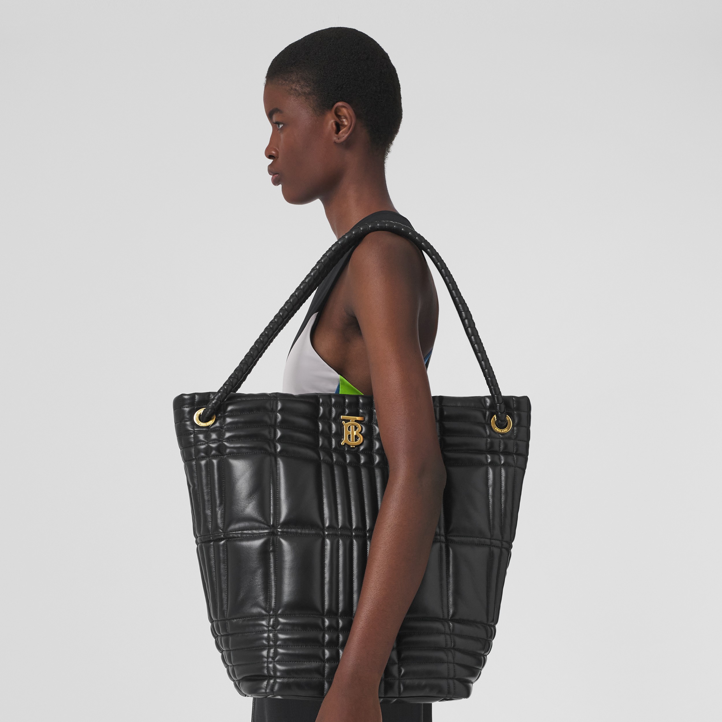 Extra Large Quilted Lambskin Lola Bucket Bag in Black - Women | Burberry® Official - 3