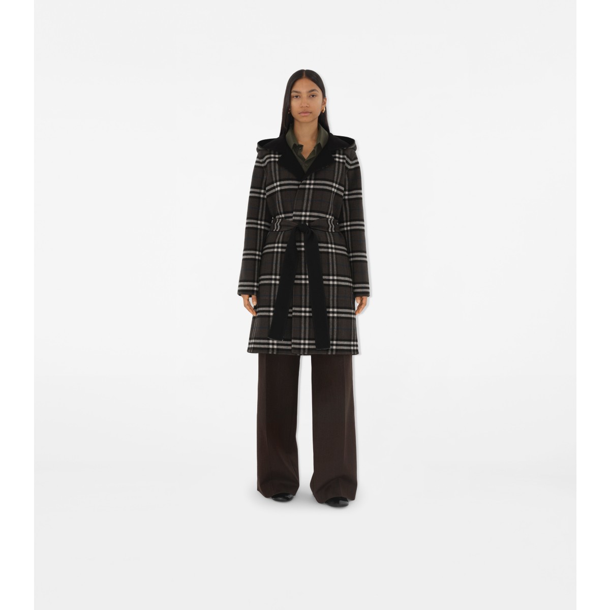  Check Mid-length Reversible Car Coat