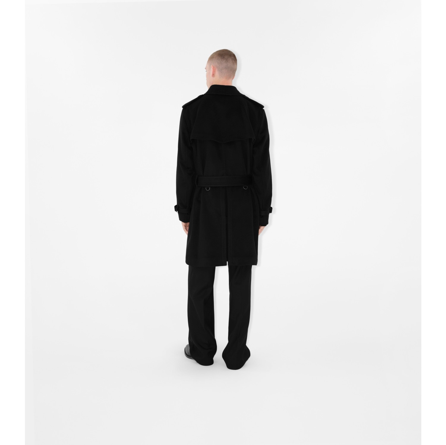 Mid-length Cashmere Blend Kensington Trench Coat in Black - Men