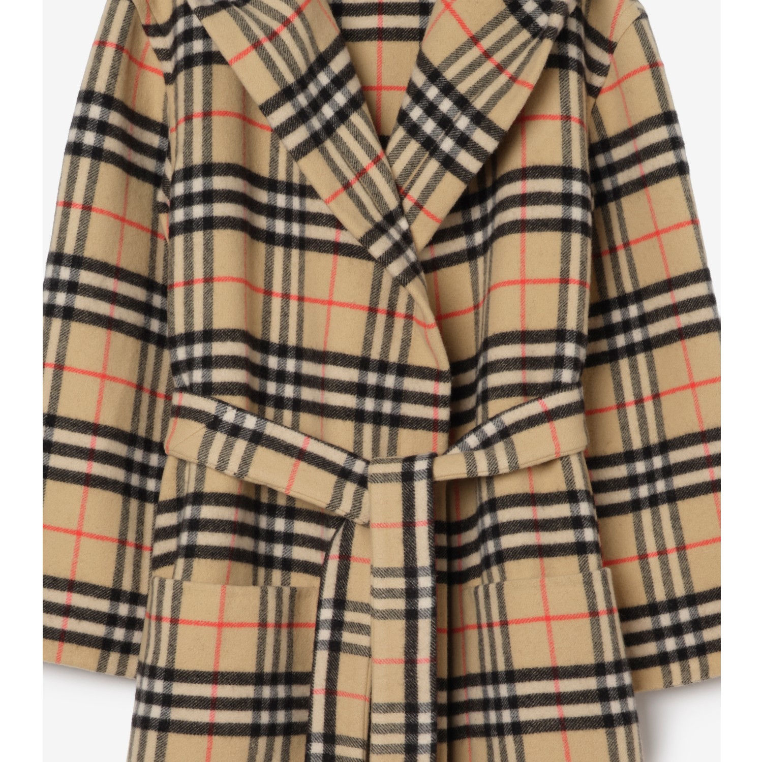 Check Wool Cashmere Robe in Sand beige | Burberry® Official