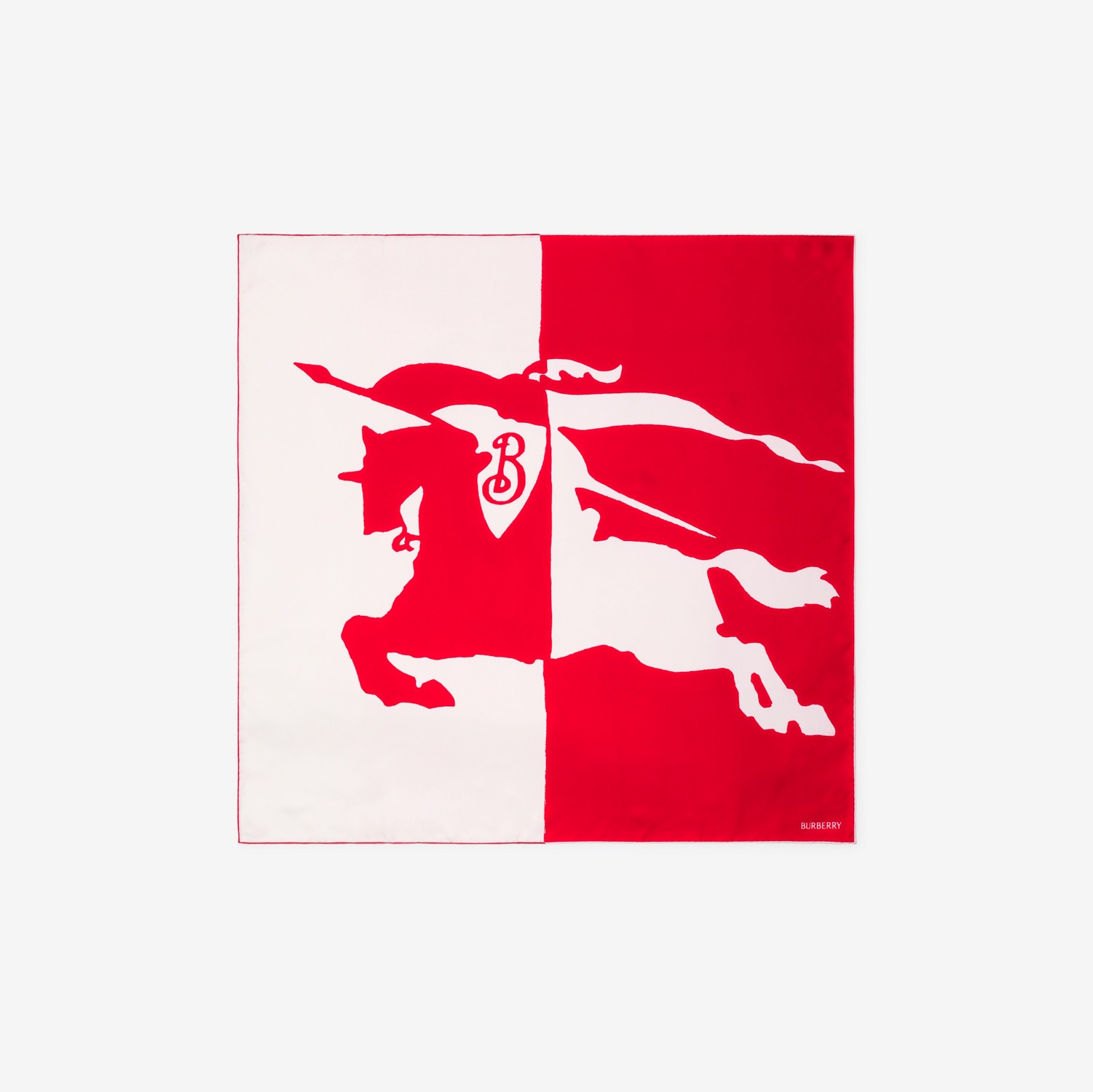 马术骑士徽标丝巾 (邮筒红) | Burberry® 博柏利官网