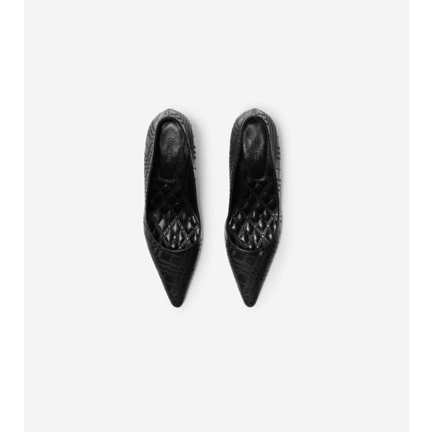 Check Leather Dame Low Pumps