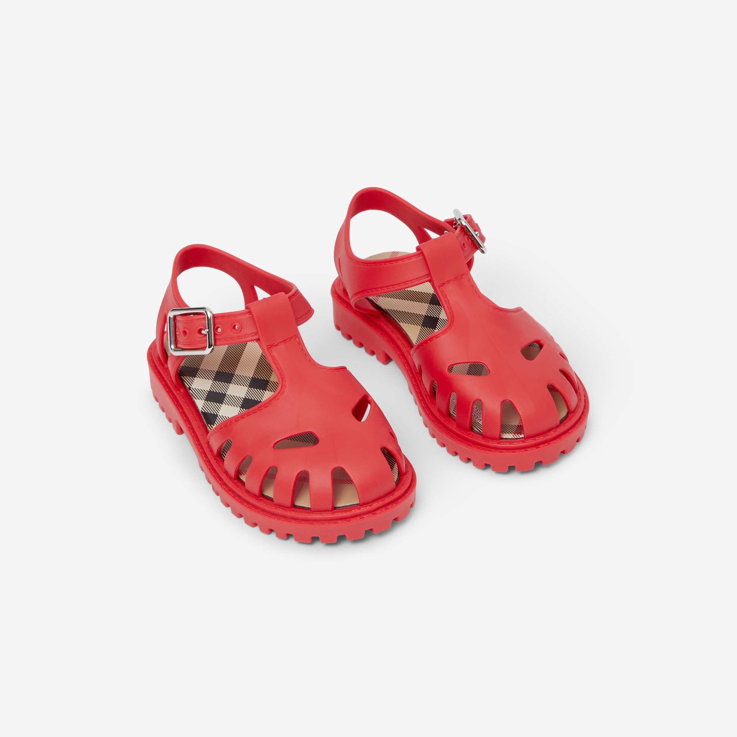Sandálias de borracha com forro em Vintage Check (Vermelho Intenso) - Crianças | Burberry® oficial - 2