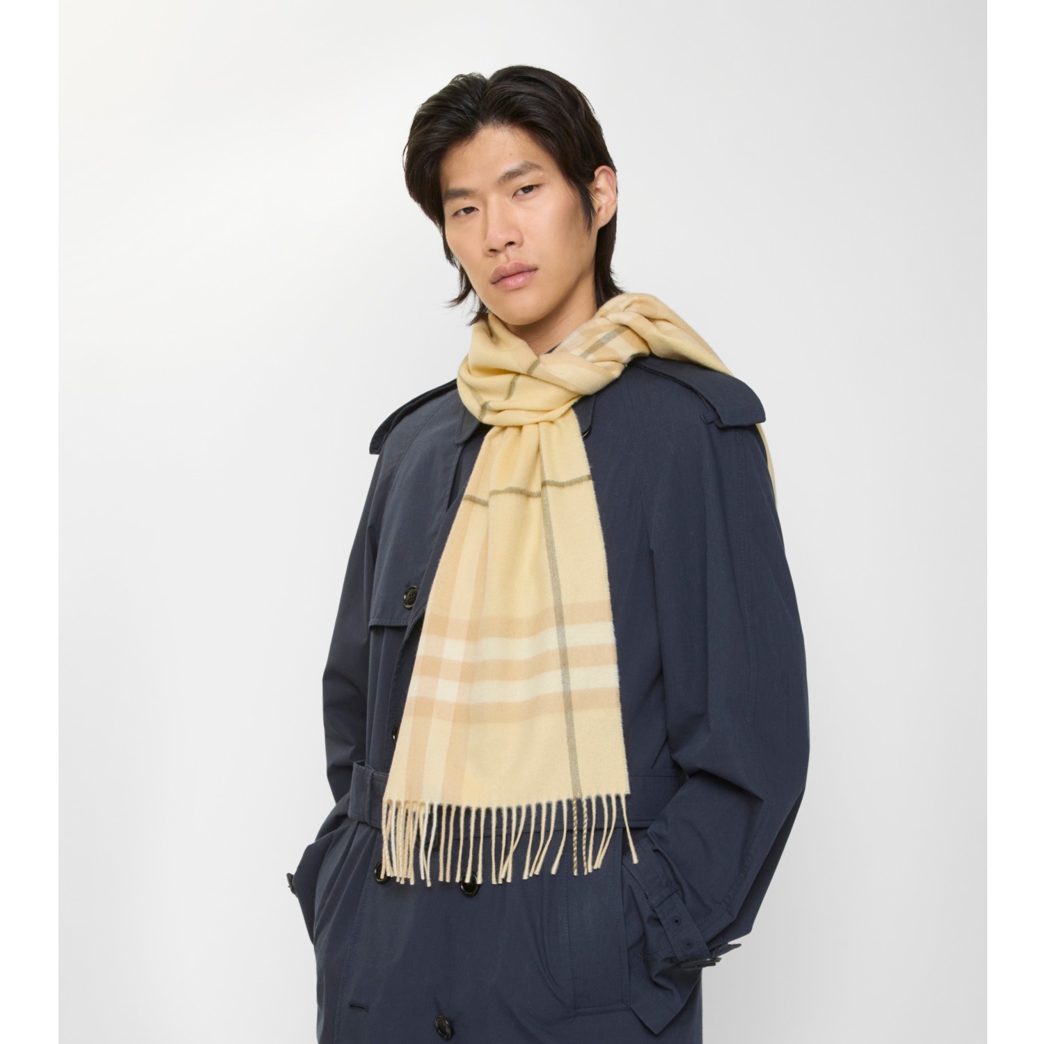 Check Cashmere Scarf in Buff | Burberry® Official