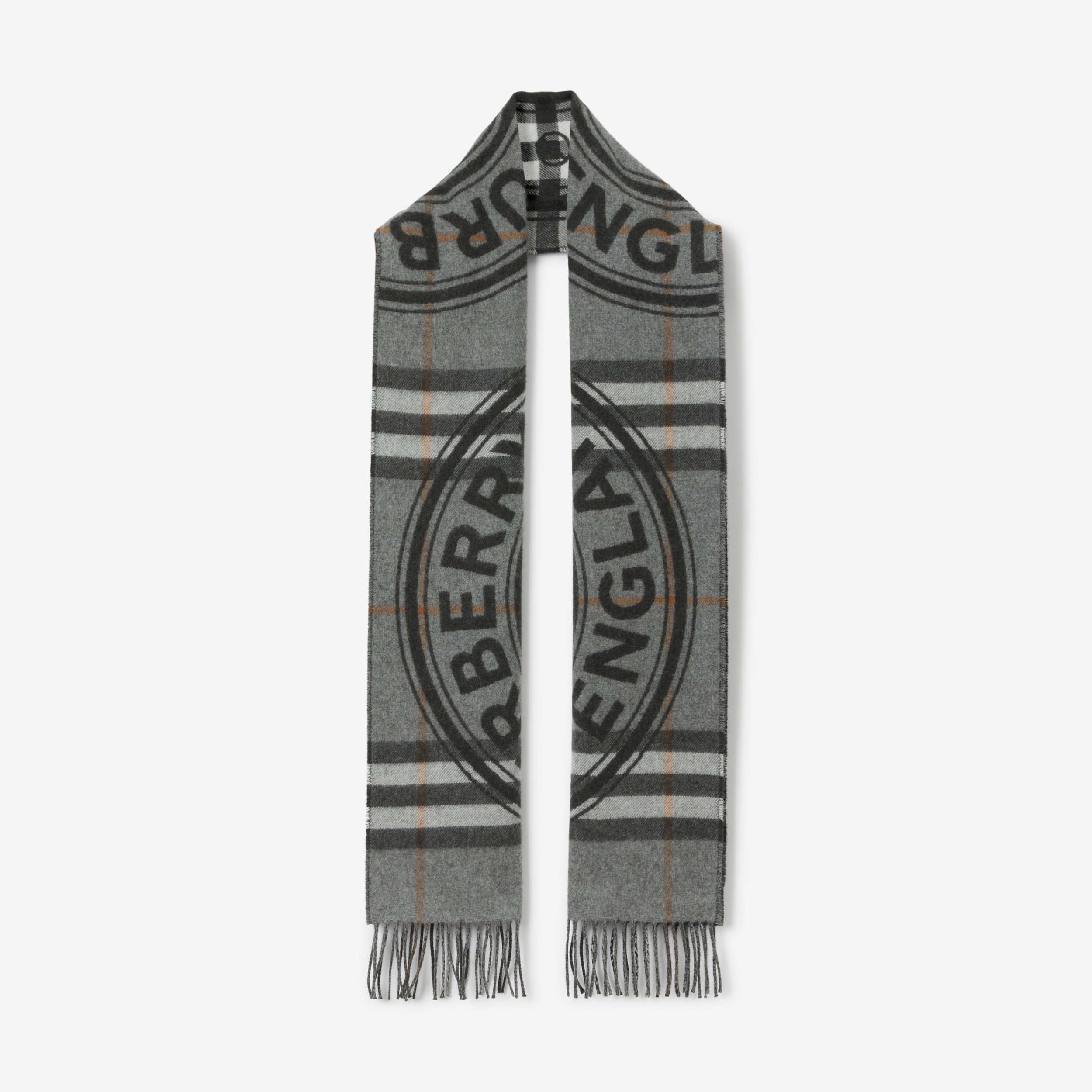 Montage Print Check Cashmere Scarf in Mid Grey | Burberry® Official - 1