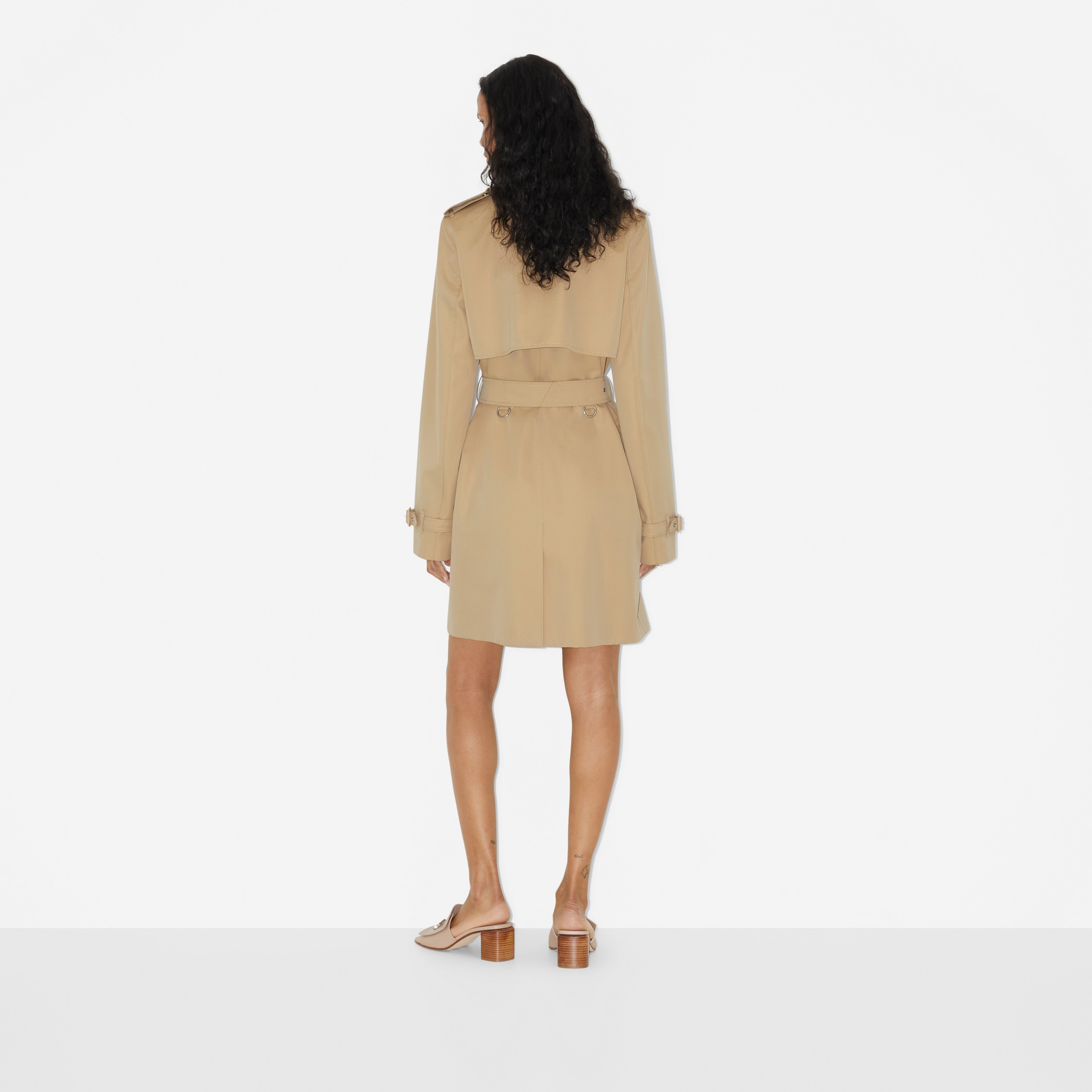 Trench coat en algodón de gabardina con detalle Check (Miel) - Mujer | Burberry® oficial - 4