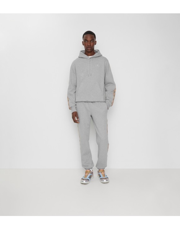 Check Trim Cotton Jogging Pants