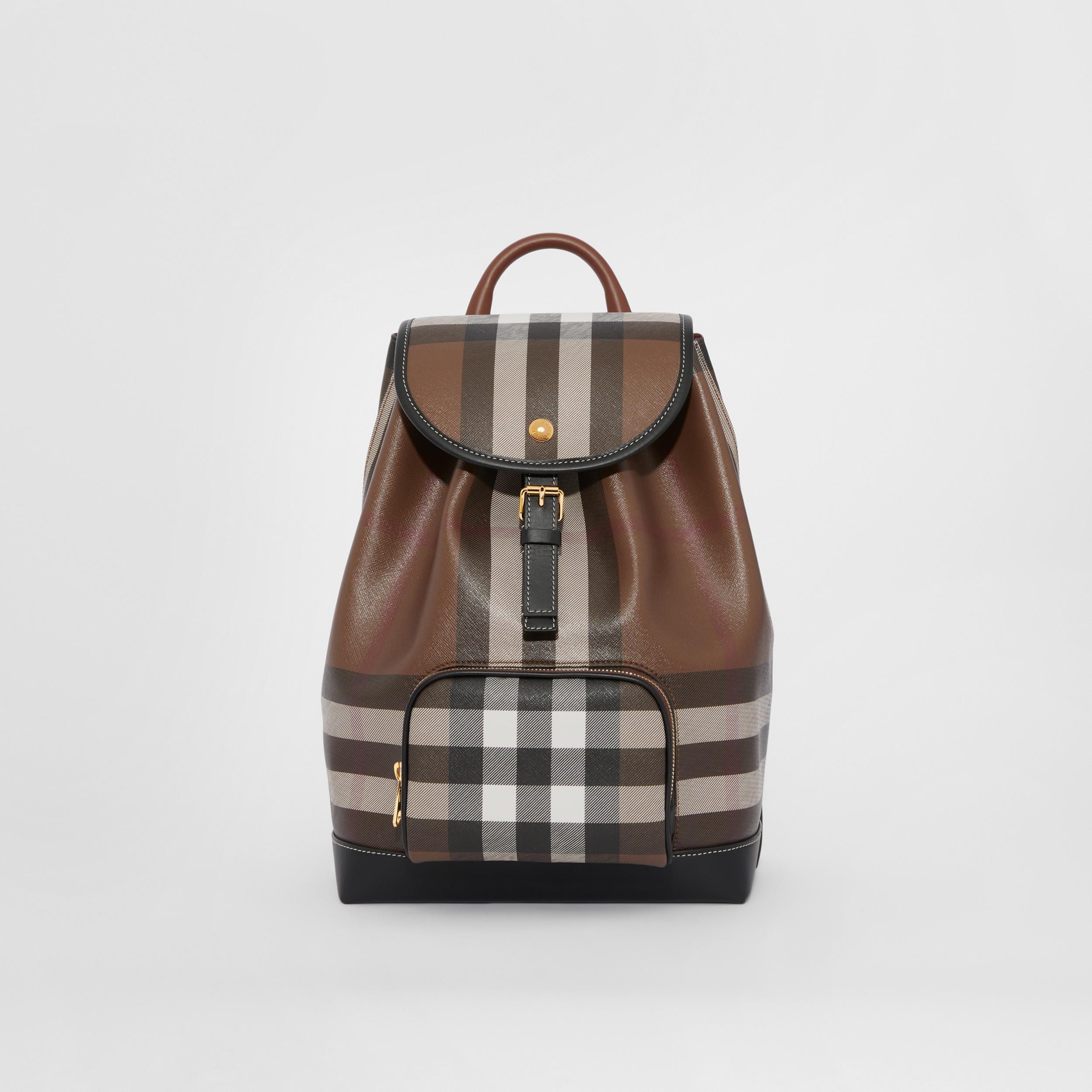 Check and Leather Backpack in Dark Birch Brown - Women | Burberry® Official - 1