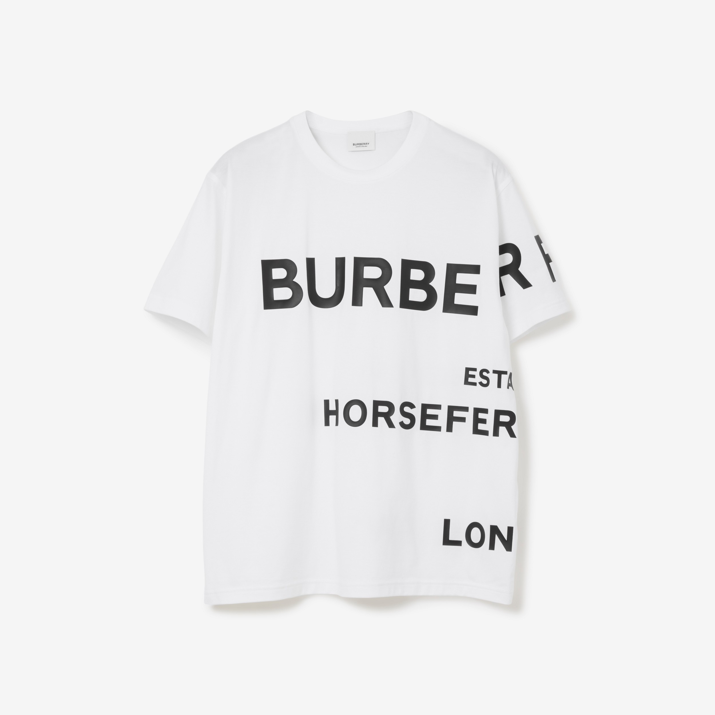 Horseferry Print Cotton Oversized T-shirt in White - Women | Burberry® Official - 1