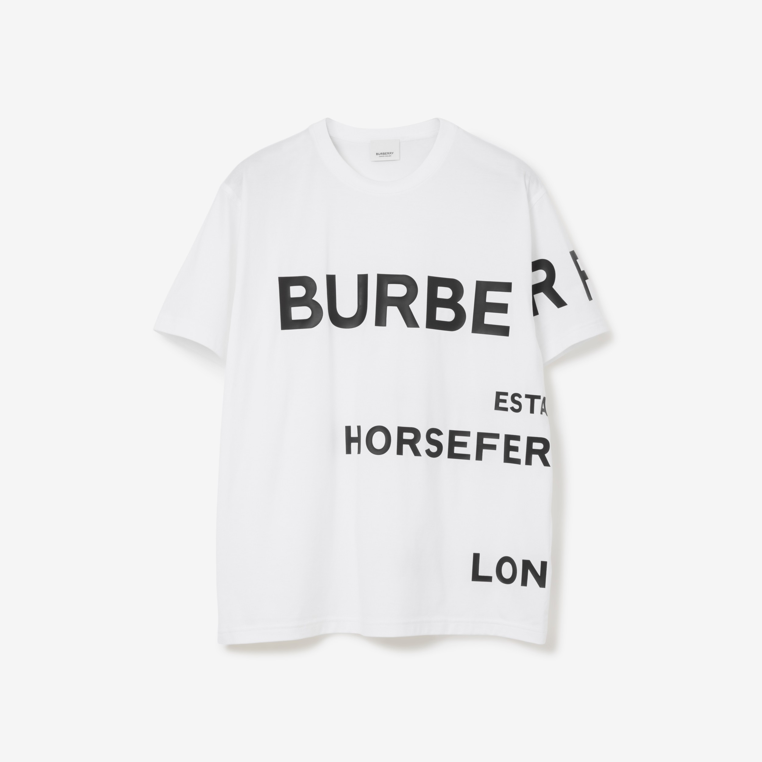 Horseferry Print Cotton Oversized T-shirt in White | Burberry® Official