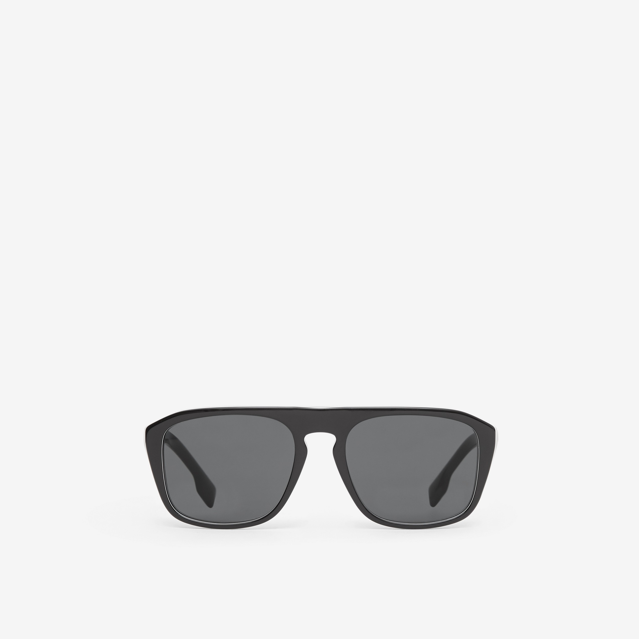 Icon Stripe Detail Square Frame Sunglasses in Black - Men | Burberry® Official - 1
