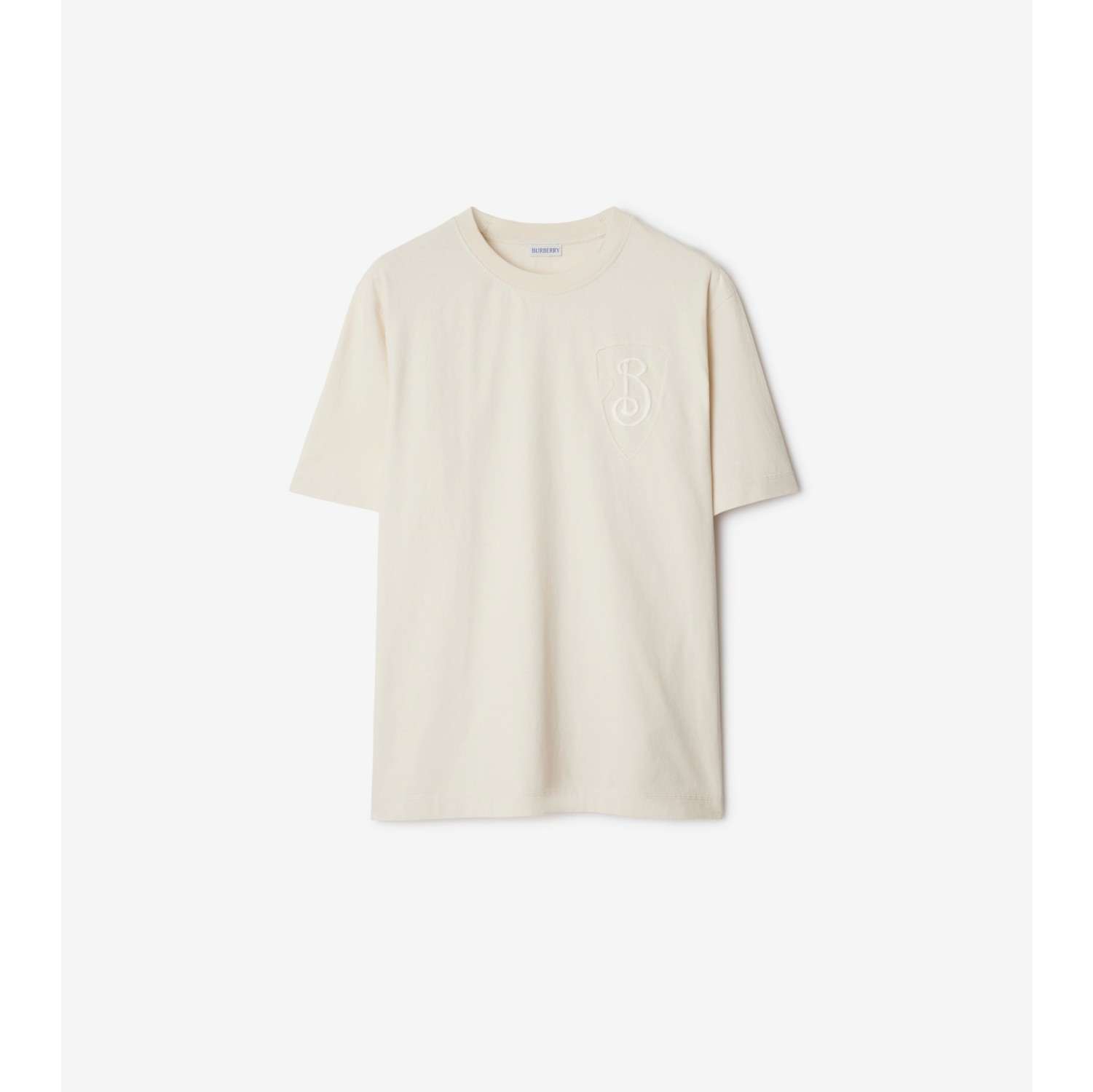 B Shield Cotton T shirt in Tundra Men Burberry Official