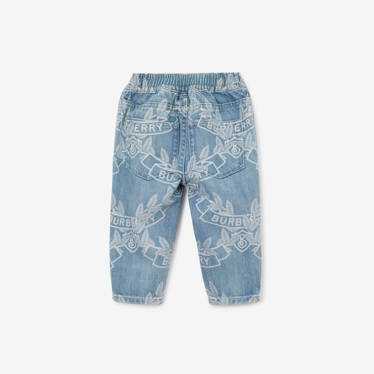 Calças em jeans japonês com emblema de folha de carvalho (Azul Claro) - Crianças | Burberry® oficial