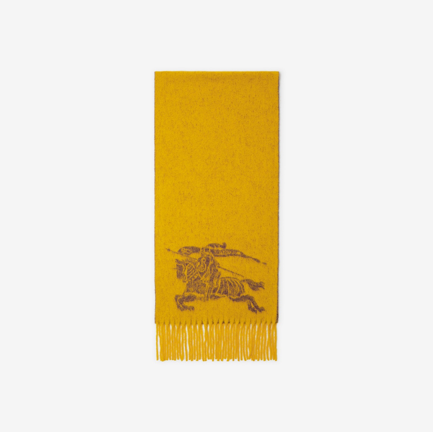 马术骑士徽标羊驼毛羊毛混纺围巾 (秋梨黄) | Burberry® 博柏利官网