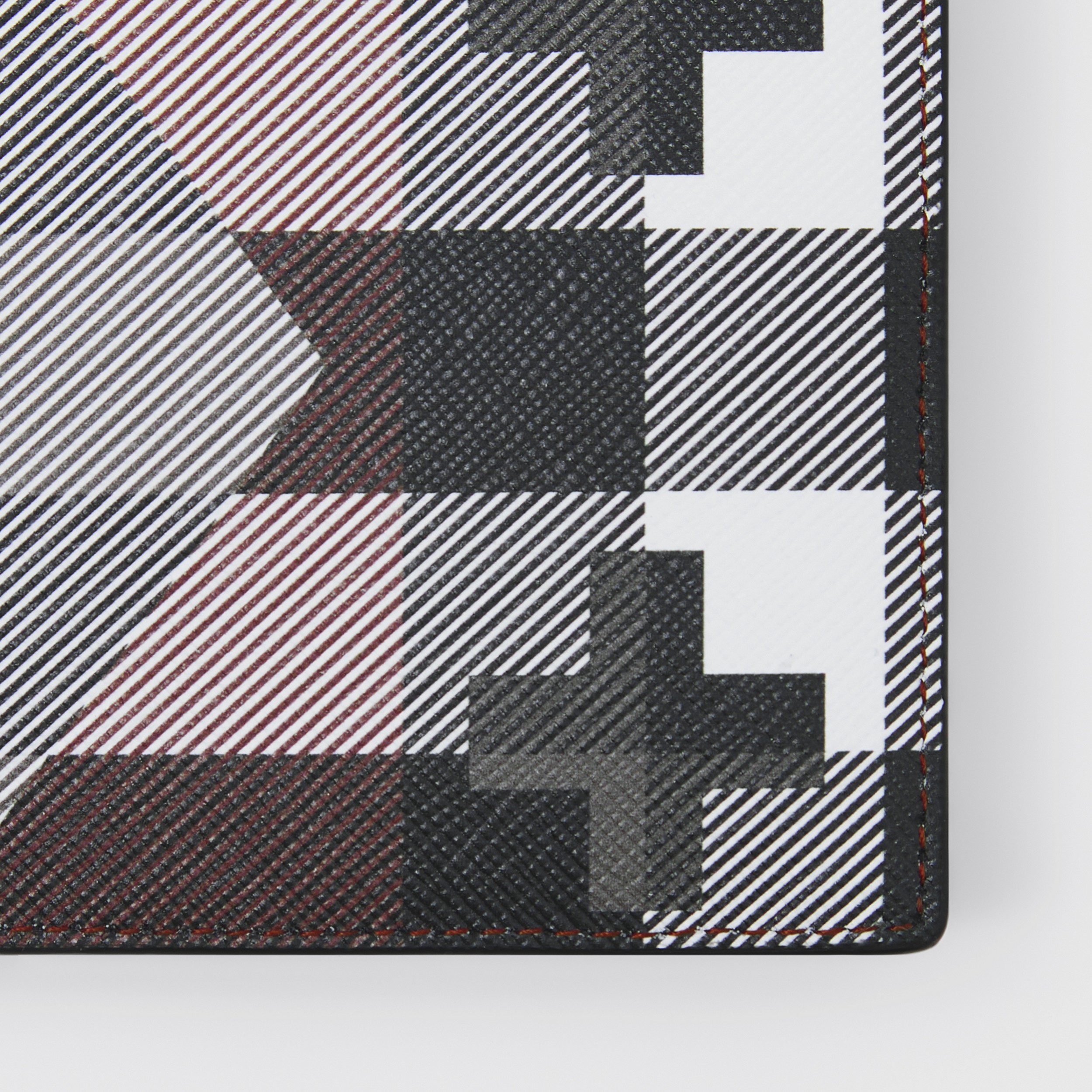 Geometric Check and Leather Bifold Wallet in Dark Birch Brown | Burberry® Official - 3