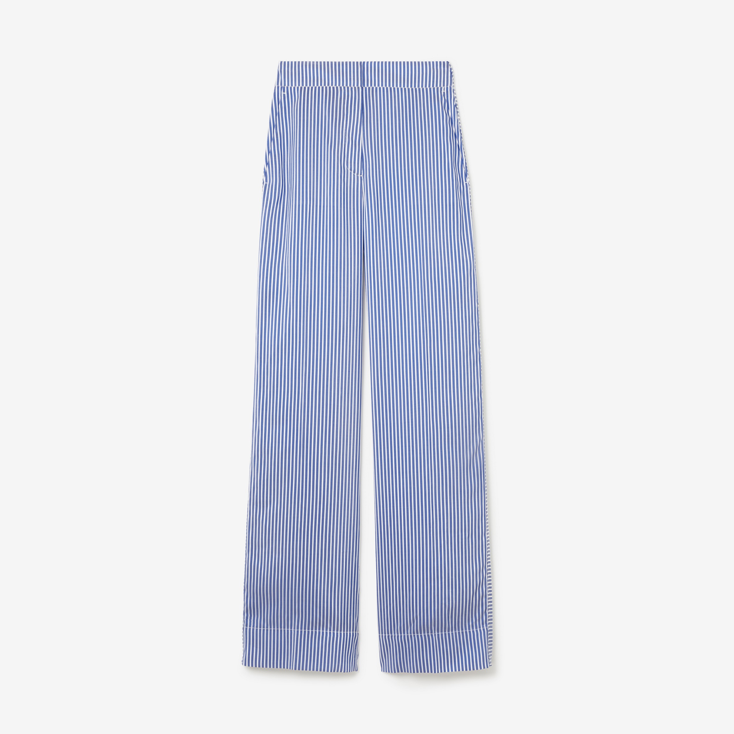 Striped Silk Wide-leg Trousers in Blue/white - Women | Burberry® Official - 1