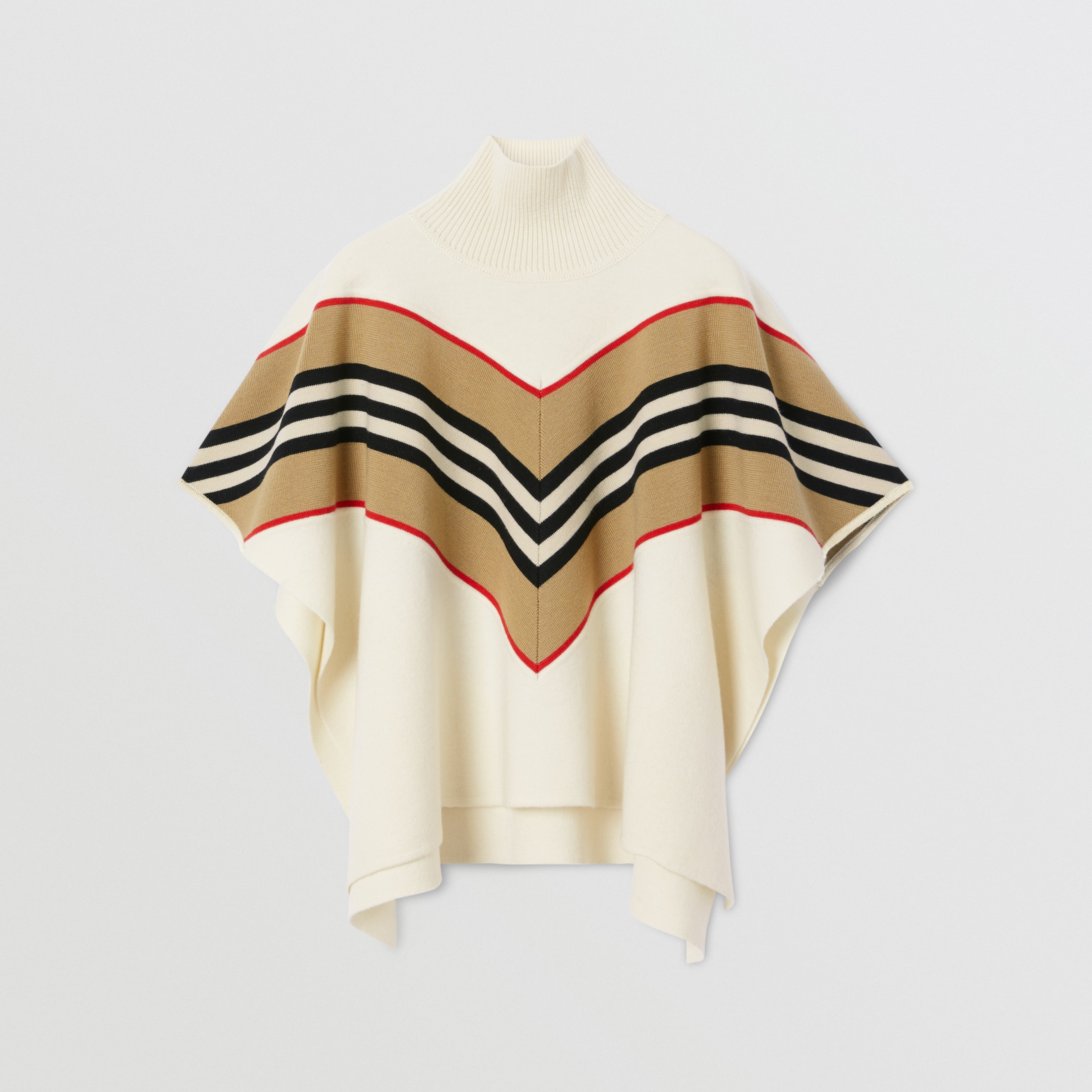 Icon Stripe Panel Wool Cashmere Blend Poncho Burberry