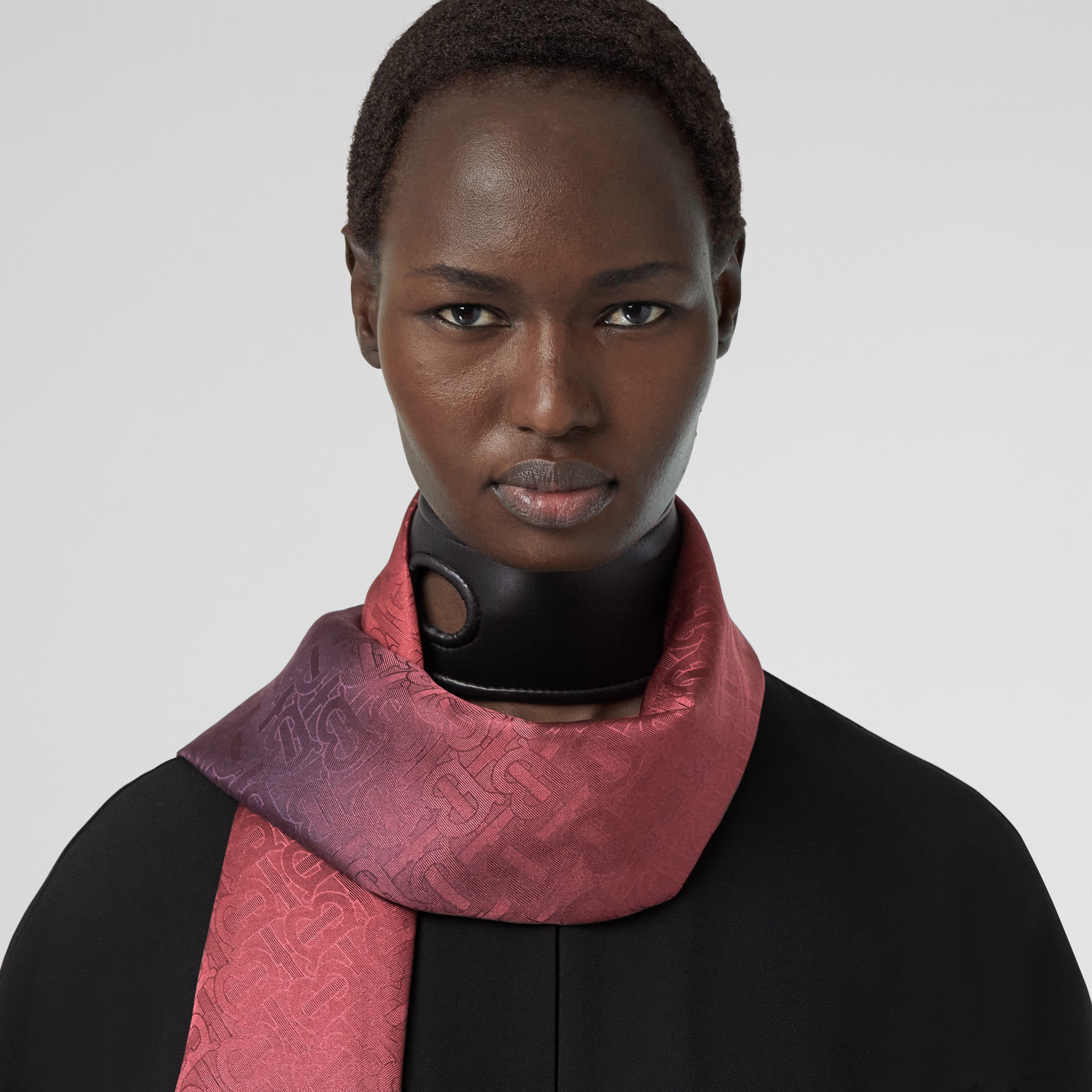 Reversible Horseferry Print Silk Jacquard Scarf in Navy/burgundy | Burberry® Official - 3