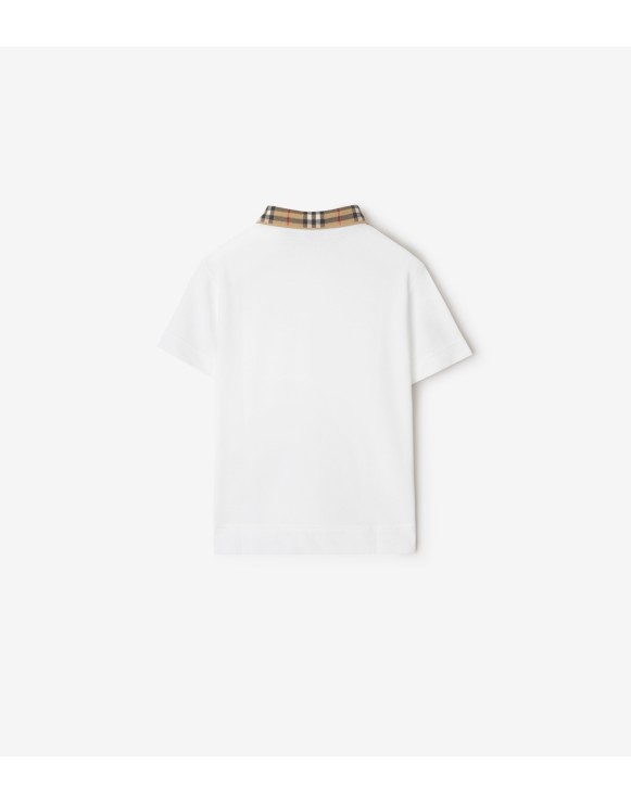Check Collar Cotton Polo Shirt