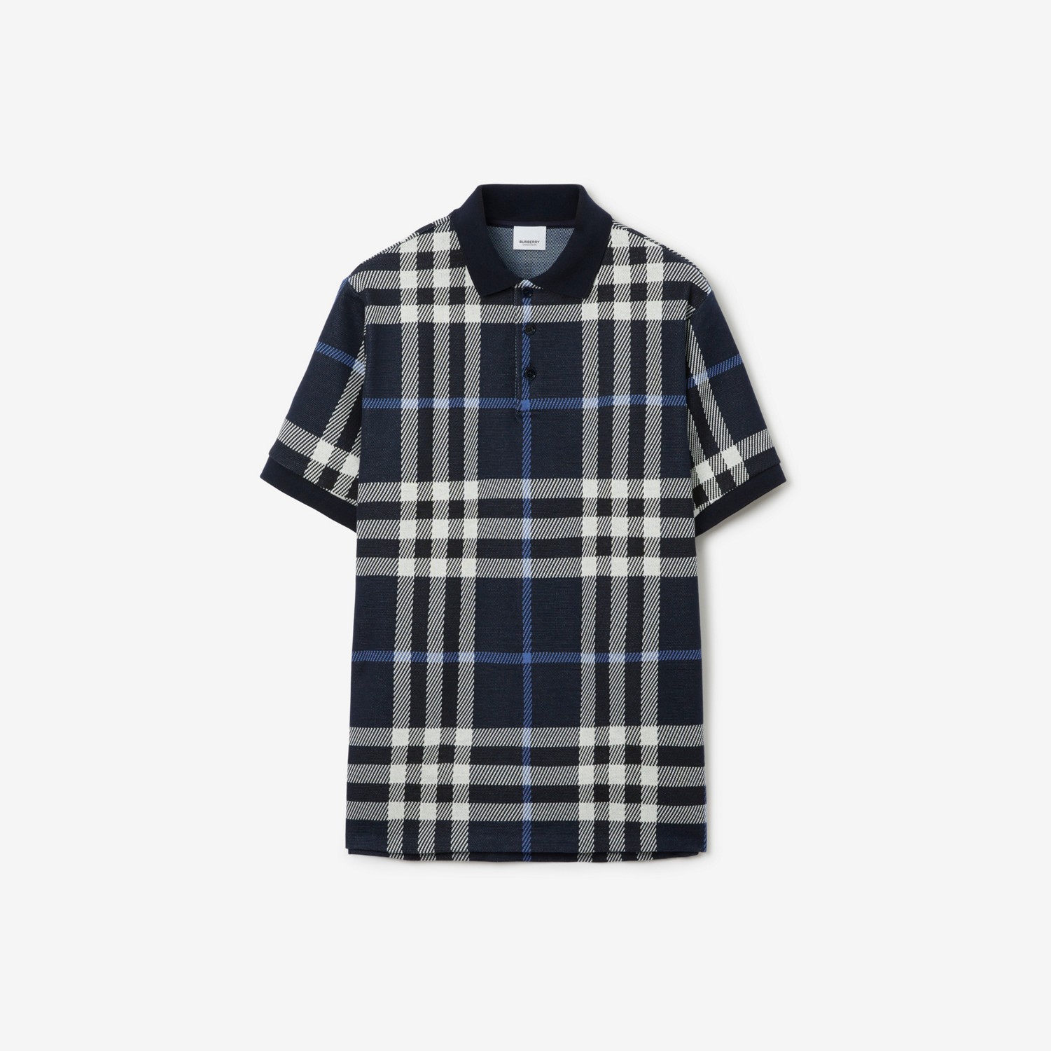 Jacquard-gewebtes Baumwoll-Poloshirt in Check (Weiß/dunkelblau) - Herren | Burberry®