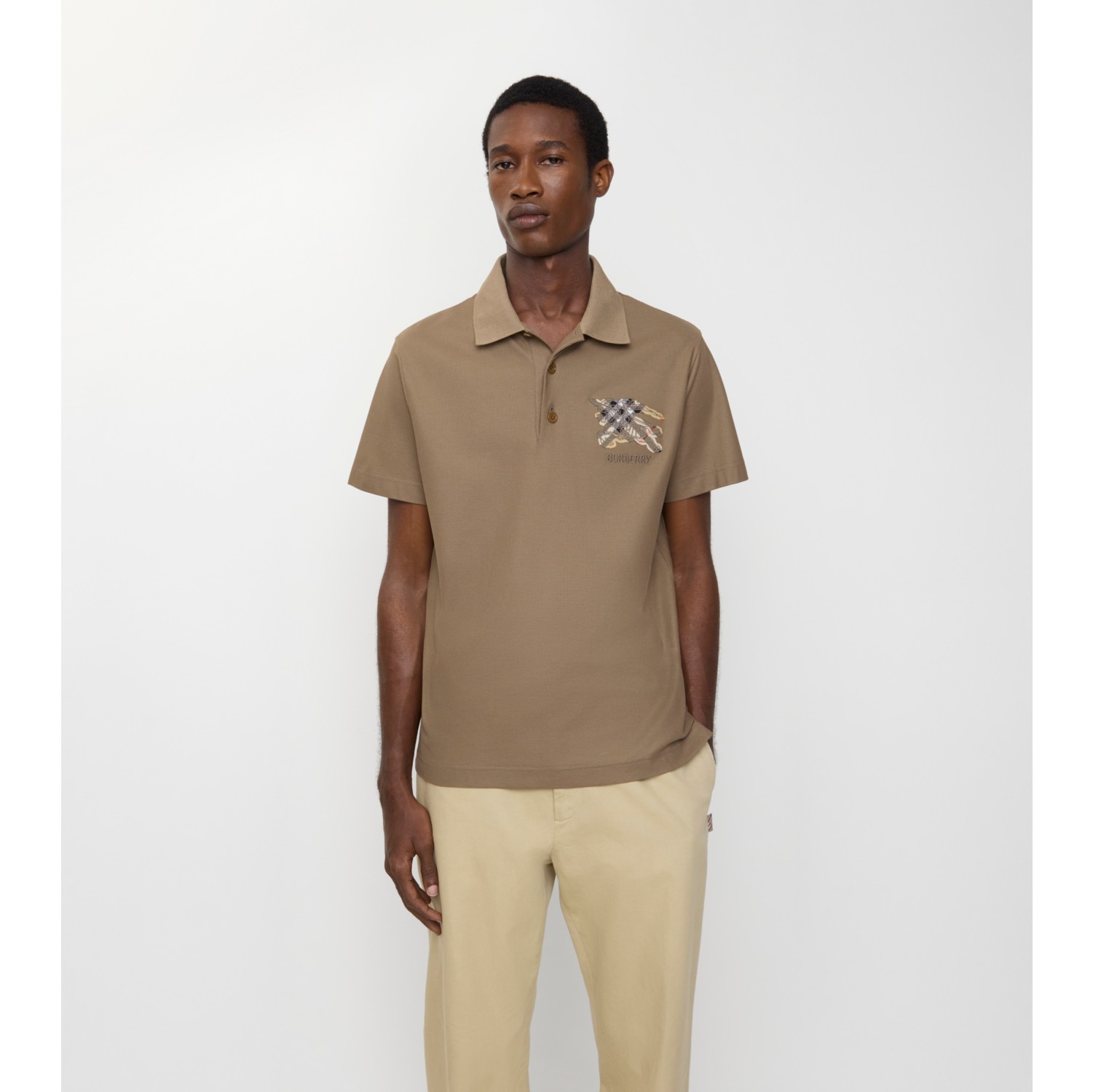 EKD Check Cotton Polo Shirt in Clay brown - Men | Burberry® Official