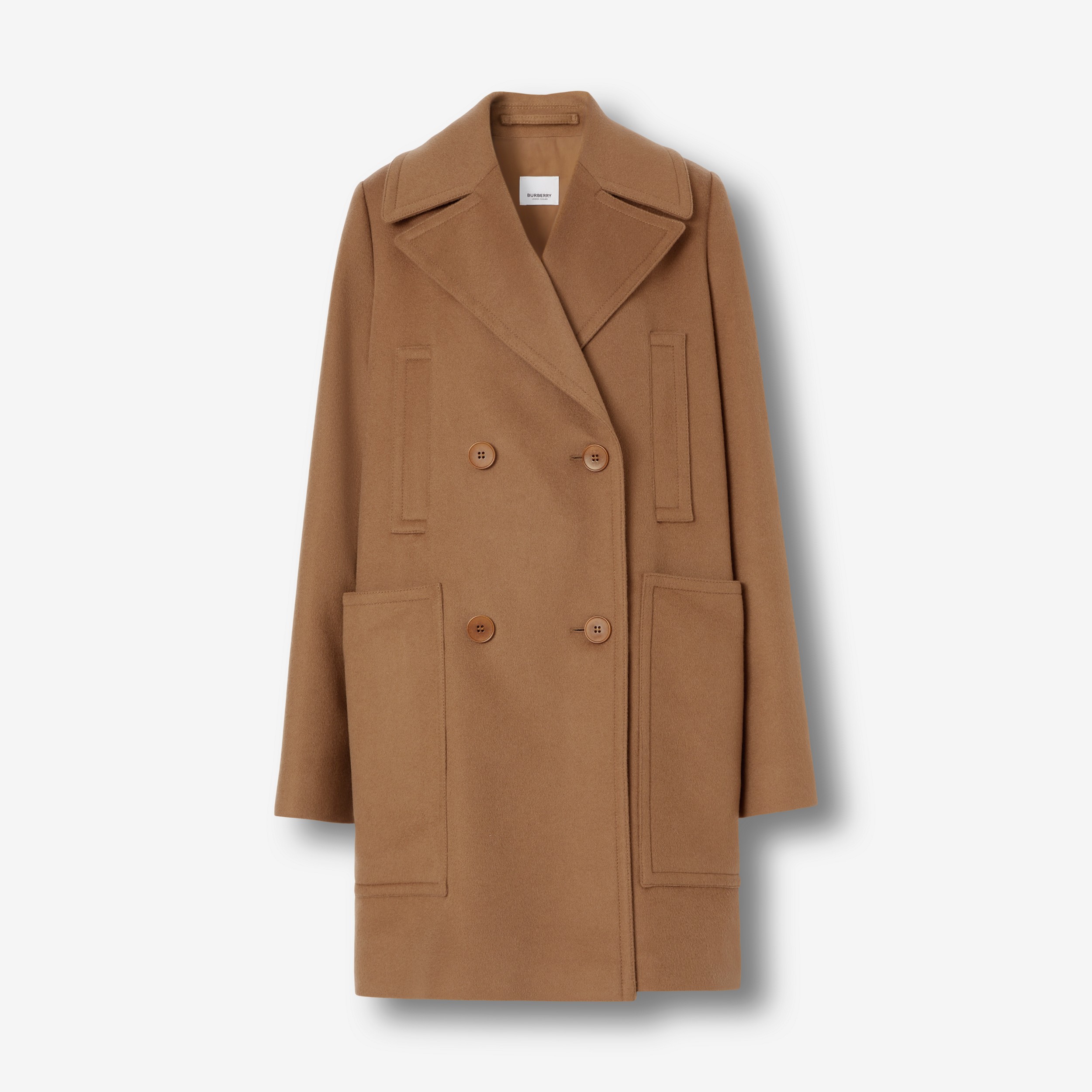 Pocket Detail Cashmere Double-breasted Coat in Dusty Camel - Women | Burberry® Official - 1
