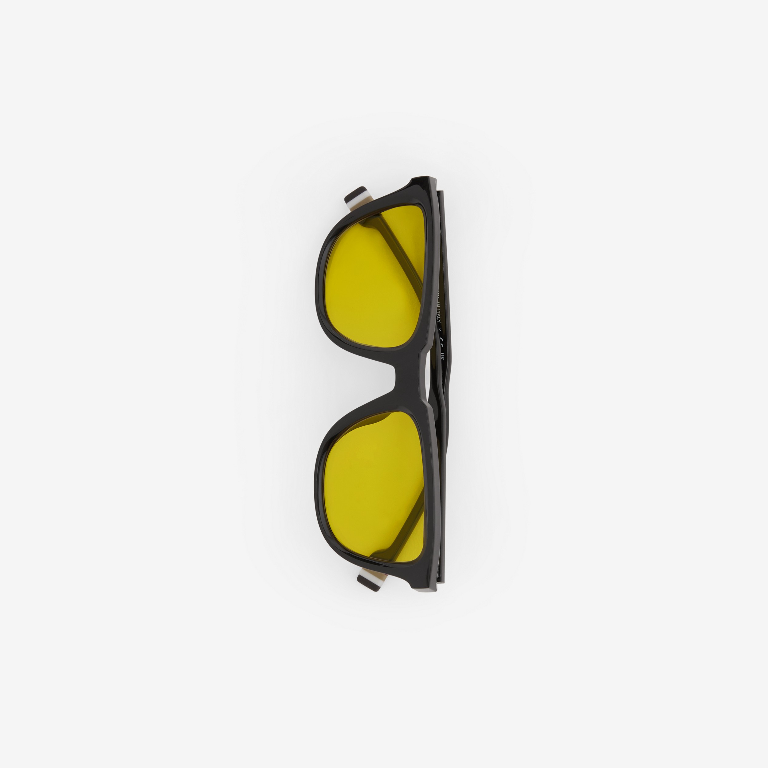 条纹装饰方框太阳眼镜 (黑色 / 黄色) - 男士 | Burberry® 博柏利官网 - 2