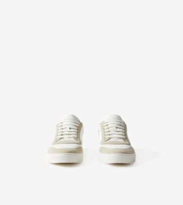 Leather, Suede and Check Cotton Sneakers in Neutral white - Men 