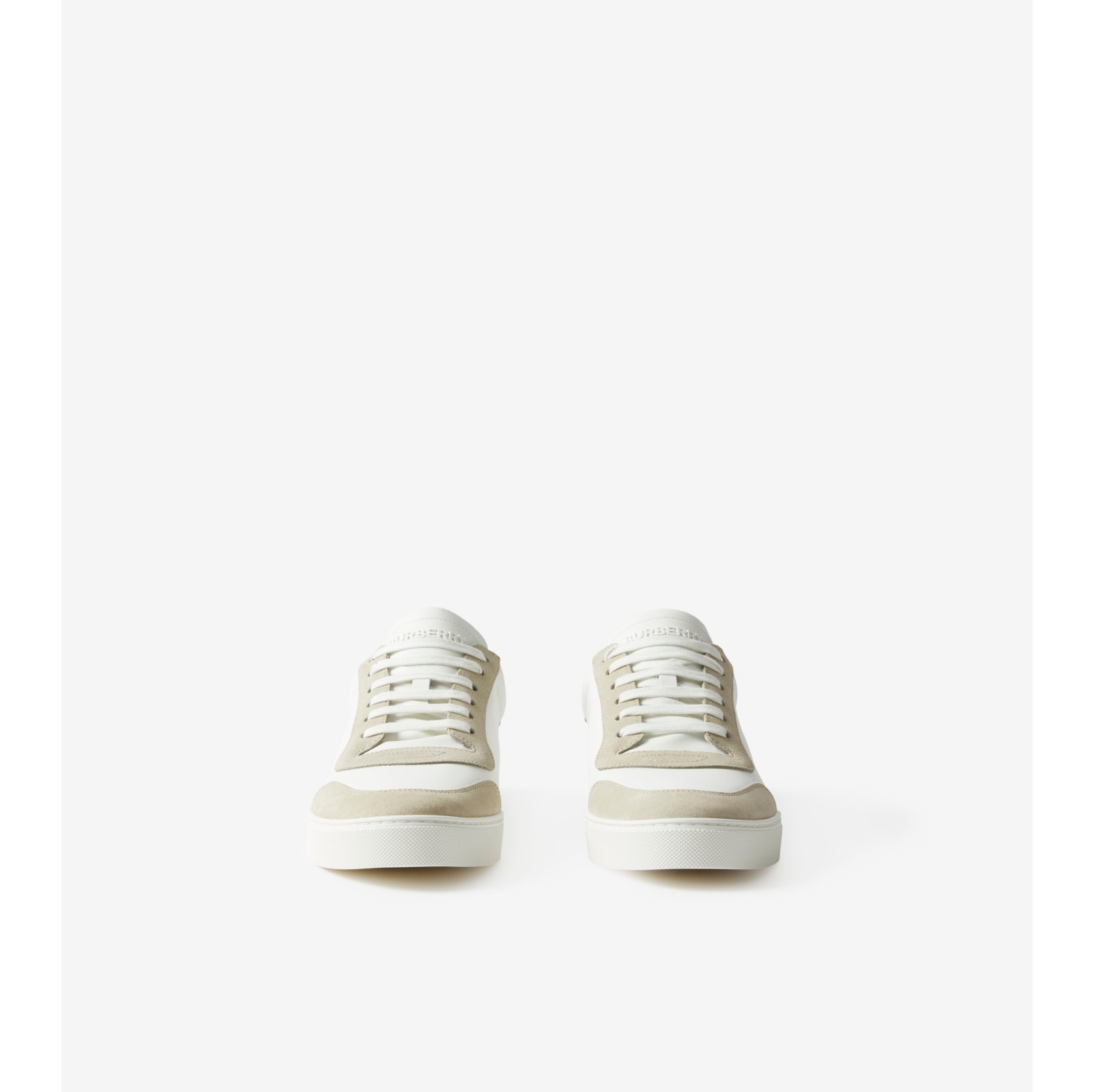 Leather, Suede and Check Cotton Sneakers in Neutral white - Men ...