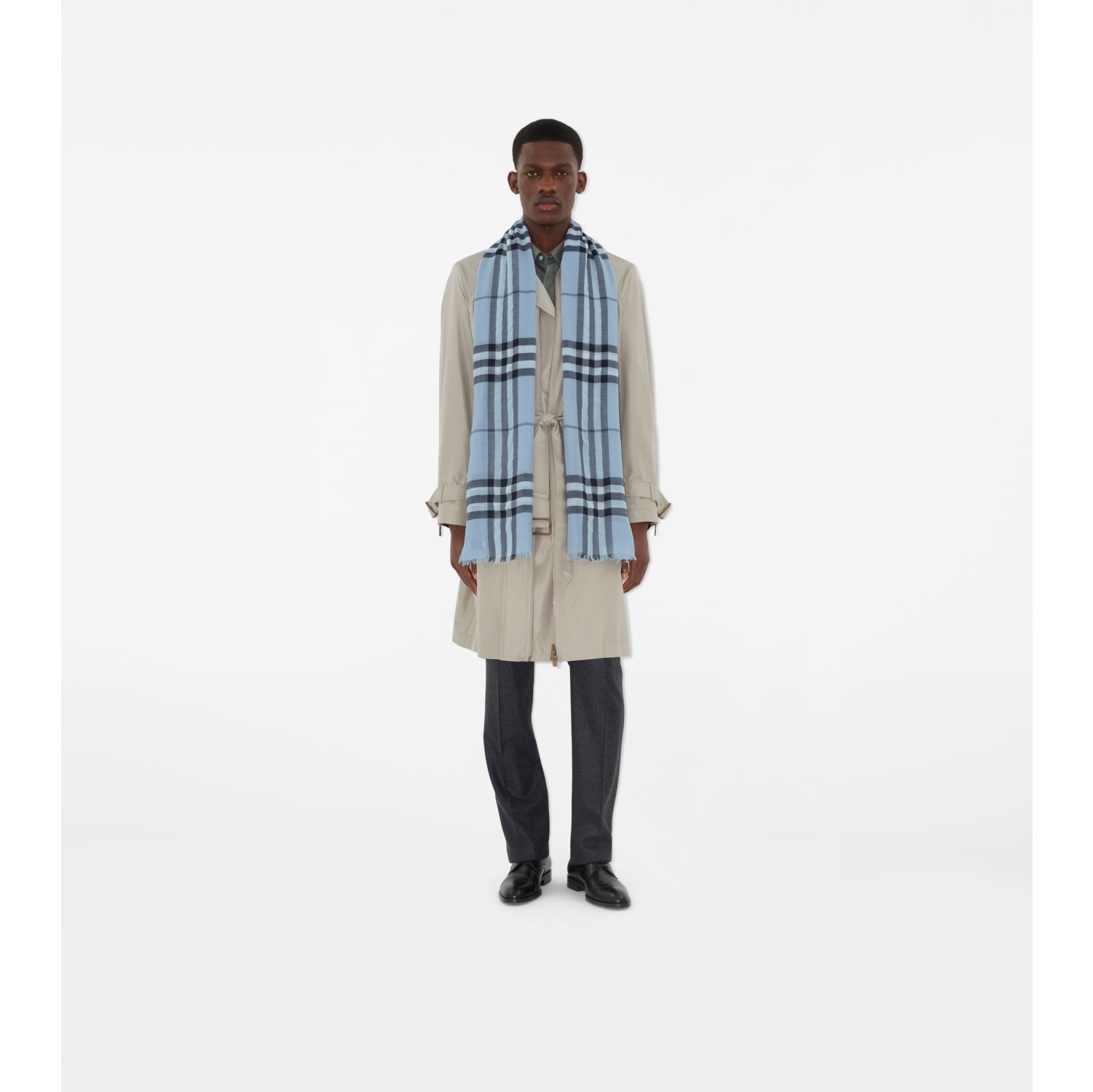 Écharpe large en laine Check