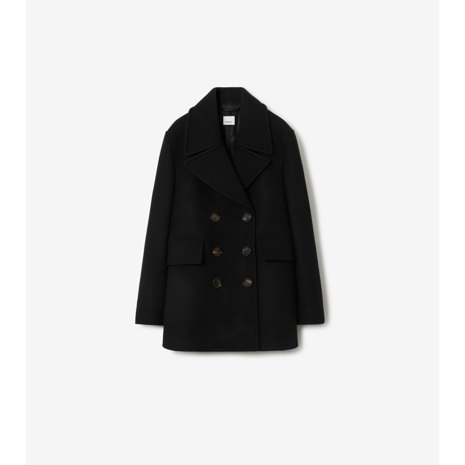Wool Pea Coat in Black - Women, Cashmere | Burberry® Official
