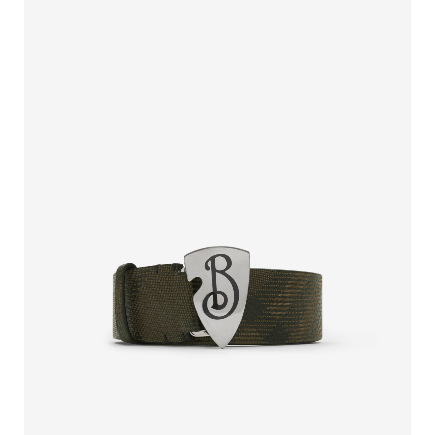 Check Leather B Shield Belt