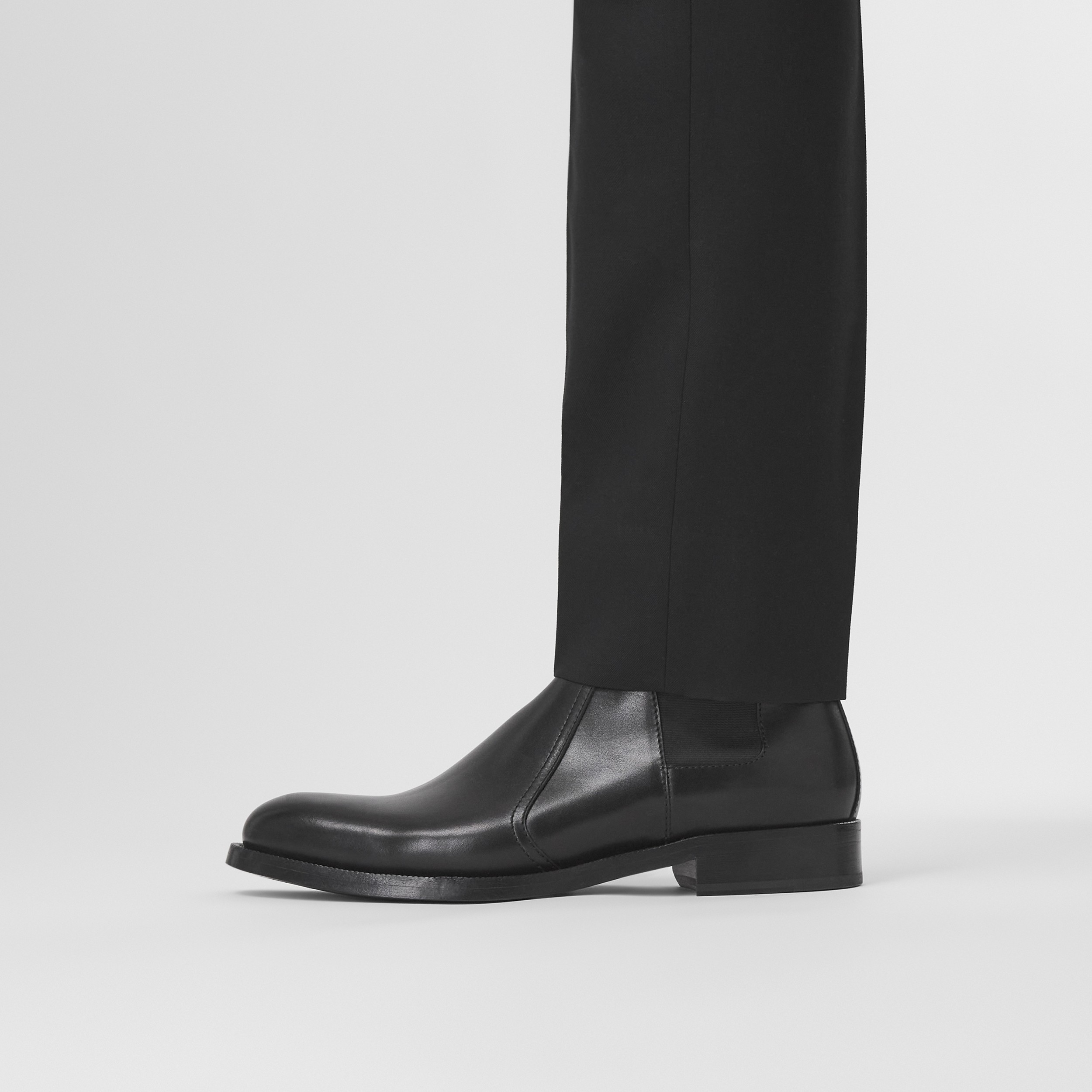 Monogram Motif Leather Chelsea Boots in Black - Men | Burberry® Official - 3