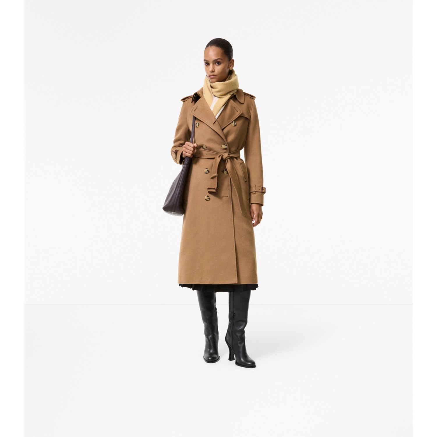 Long Cashmere Kensington Trench Coat in Camel brown - Women