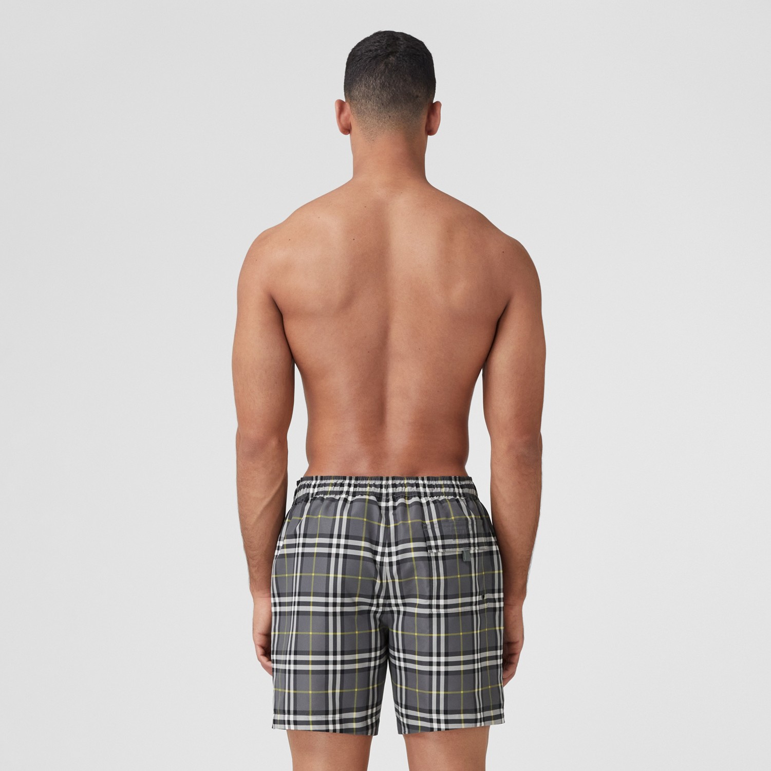Check Drawcord Swim Shorts in Storm Grey - Men | Burberry® Official