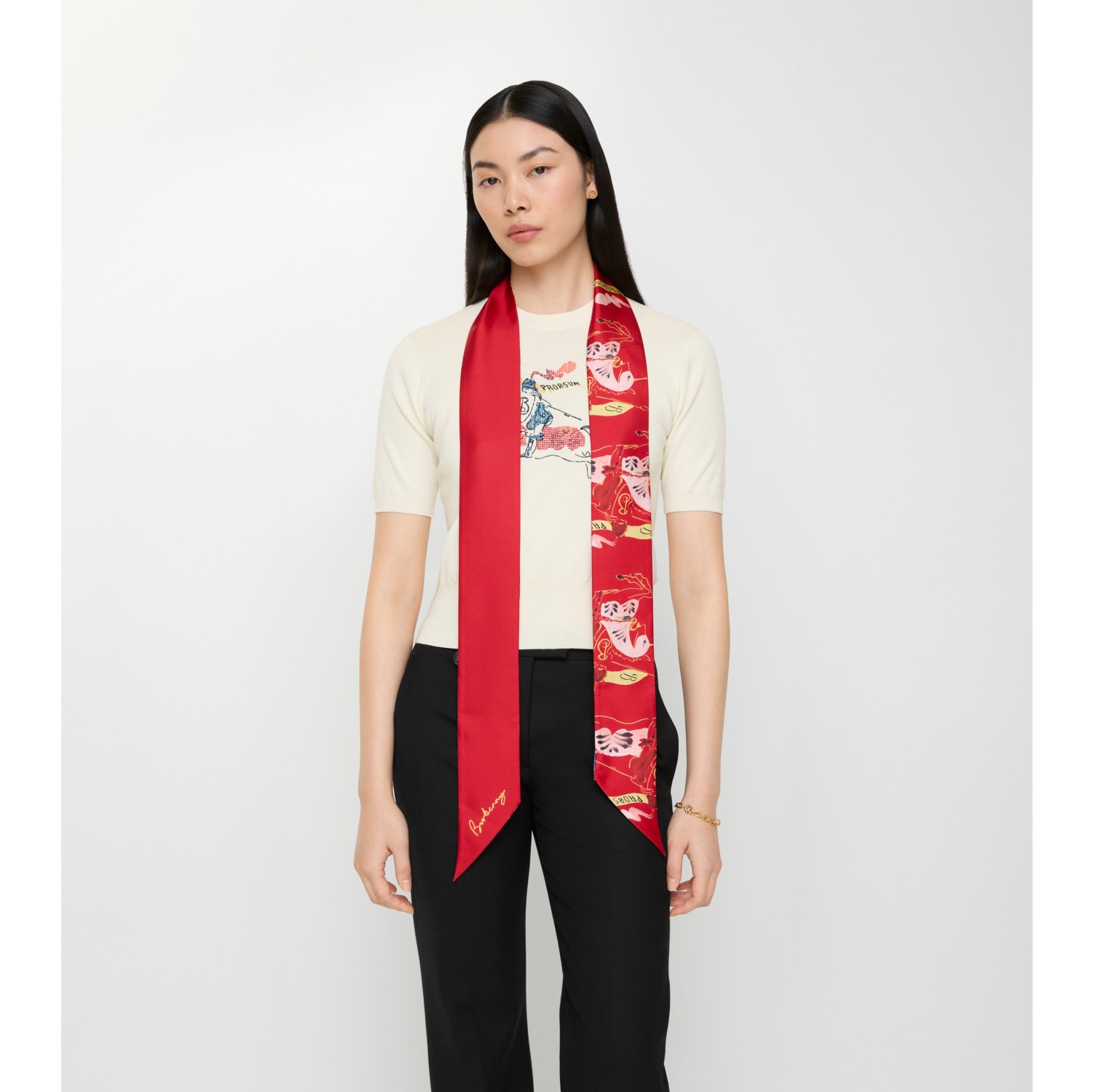 Schmaler Seidenschal mit EKD-Motiv in Aquarelloptik