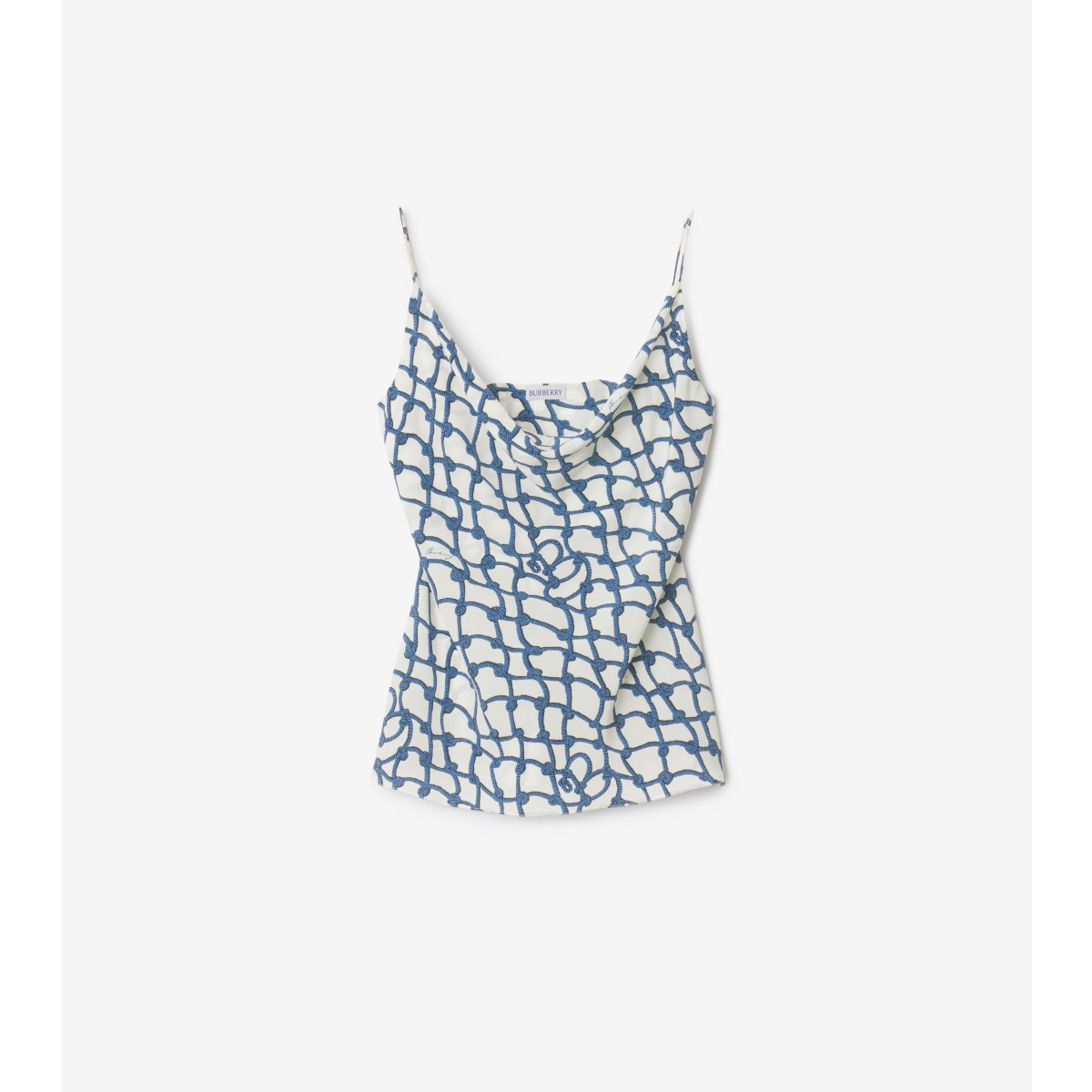 Burberry Knot Silk Top In Blue