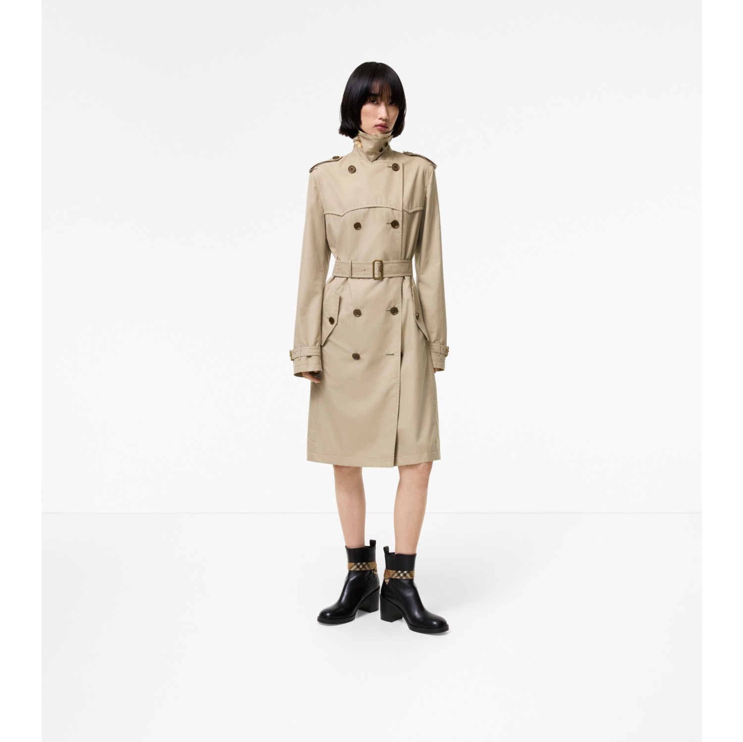 Long Silk-lined Tropical Gabardine Foxfield Trench Coat