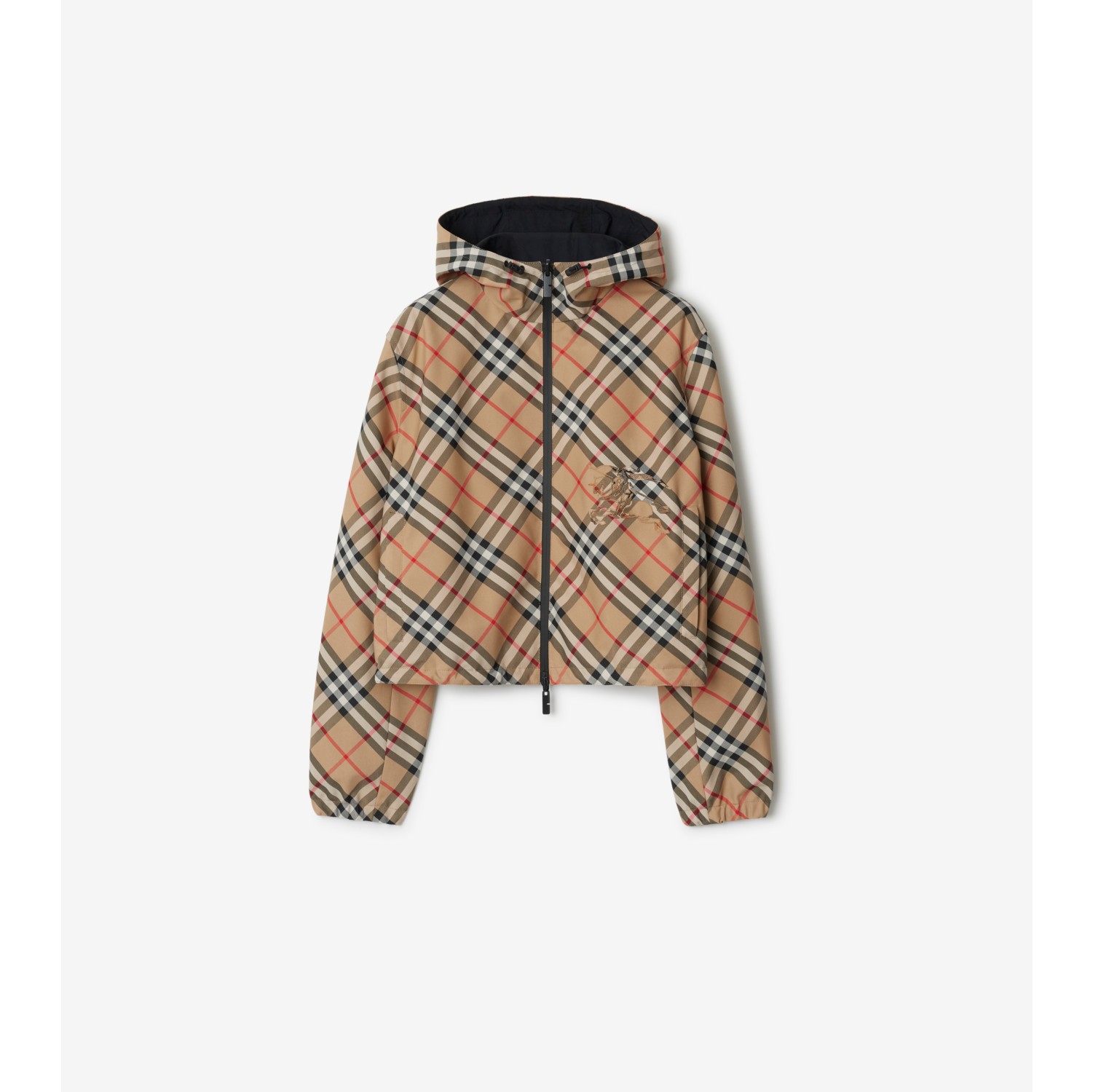 Cropped Reversible Check Jacket