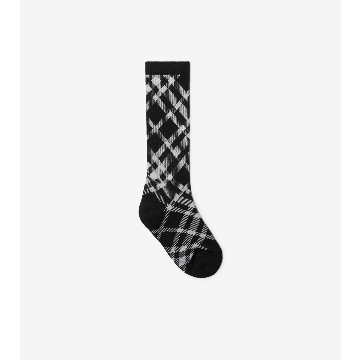 Check Cotton Blend Socks in Black Burberry Official