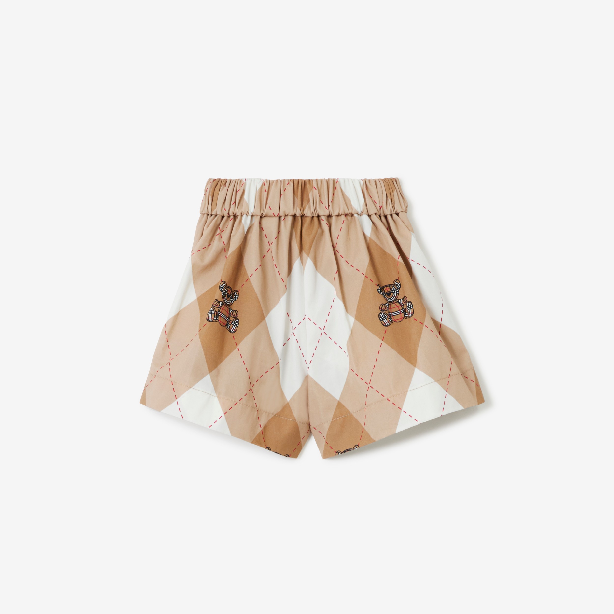 Thomas Bear Argyle Print Cotton Shorts in Soft Fawn - Children | Burberry® Official - 2