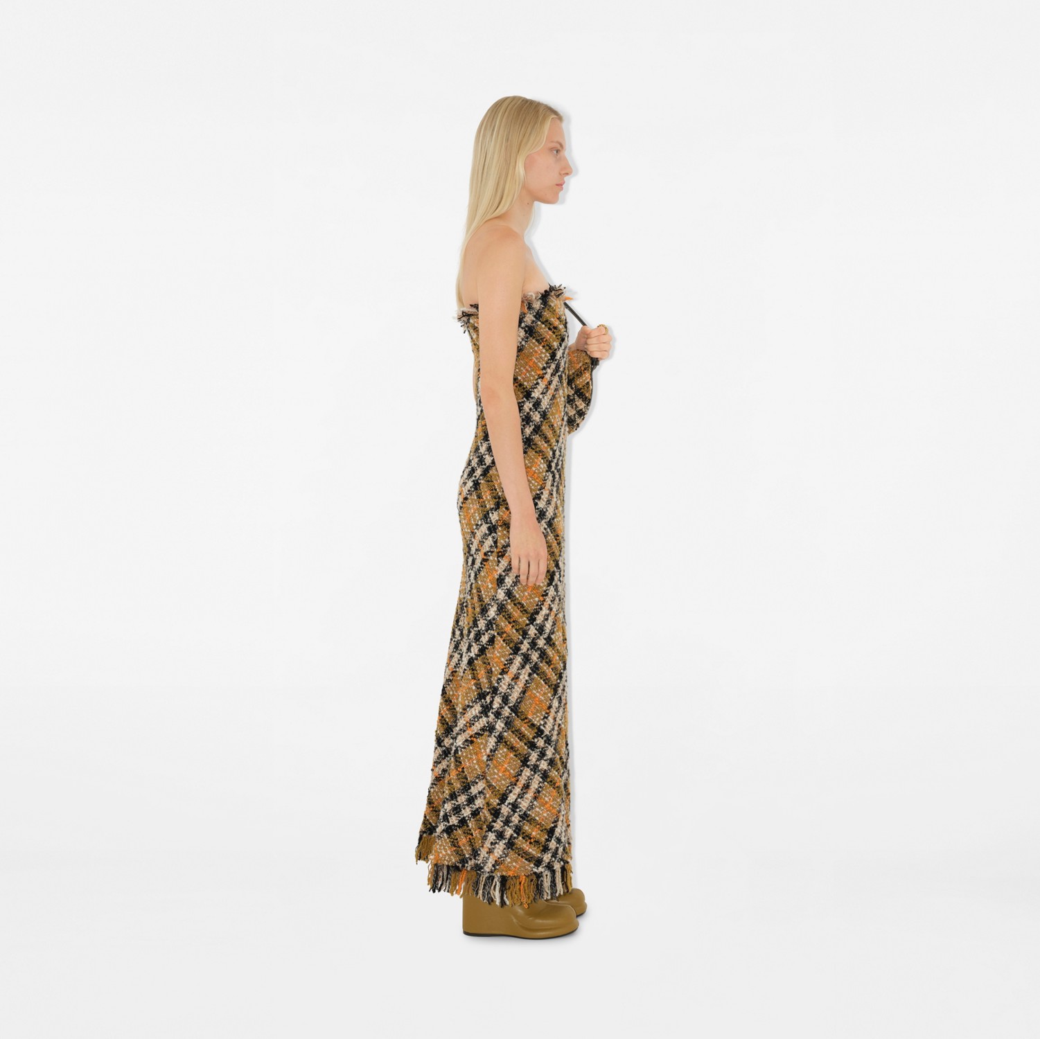 Check Wool Blend Dress in Pasture/black - Women, Nylon Check Wool Blend Dress in Pasture/black - Women, Nylon