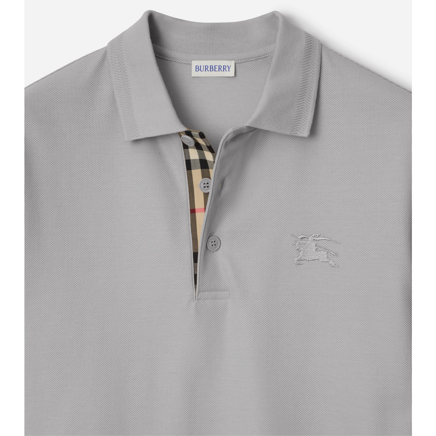 Cotton Polo Shirt in Pale grey melange - Men | Burberry® Official