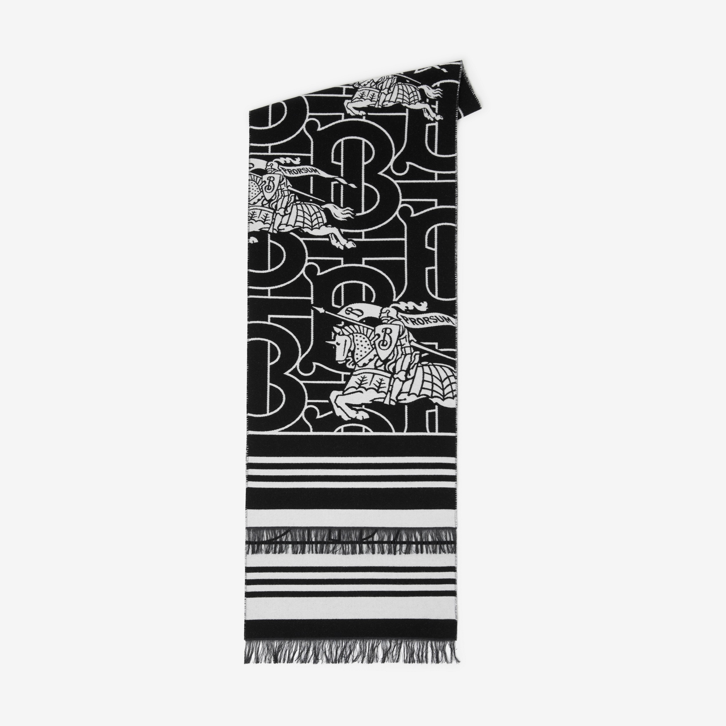 Cachecol de lã e seda com estampa de montagem em jacquard (Preto) | Burberry® oficial - 2